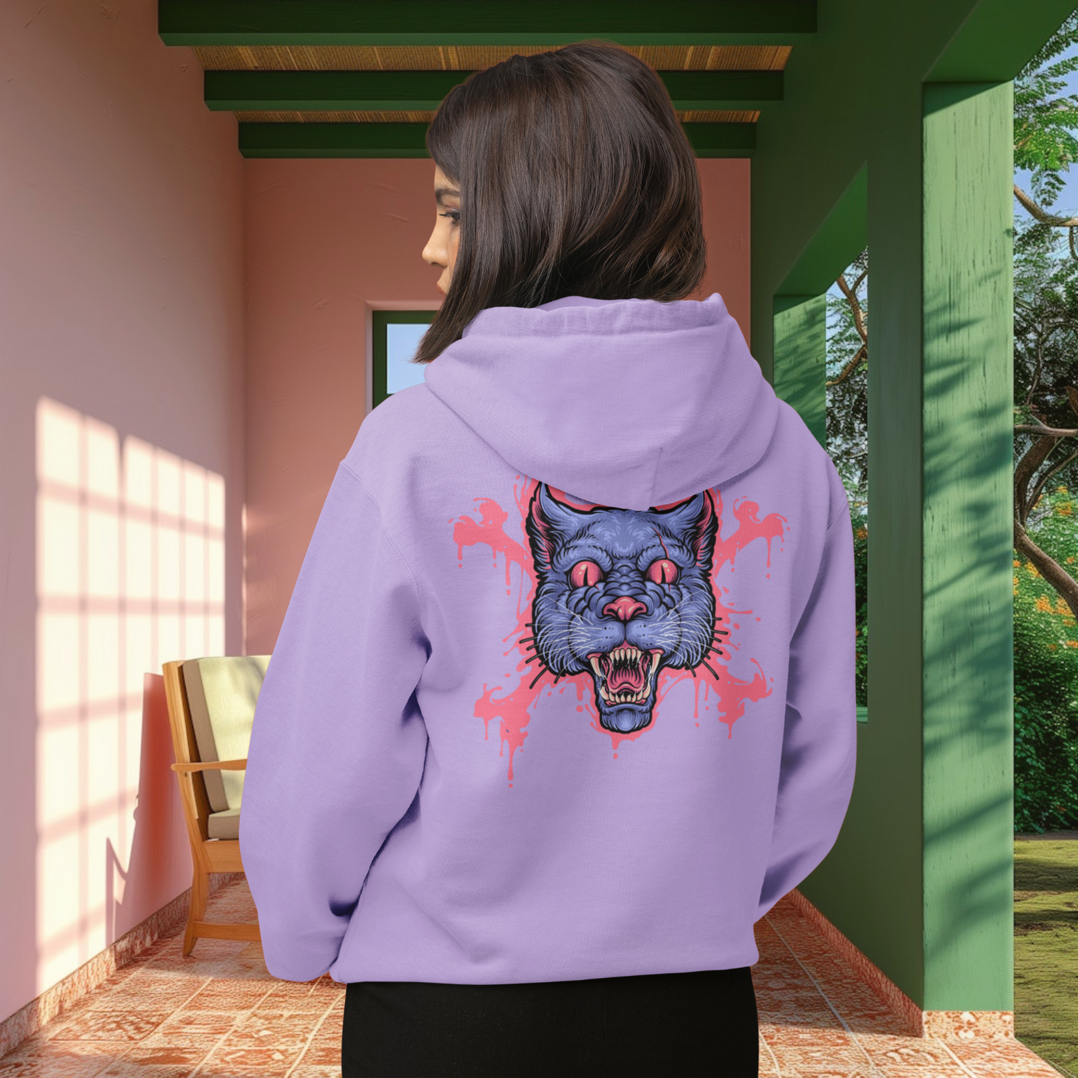 Women classic fit graphic back printed streetwear Hoodie