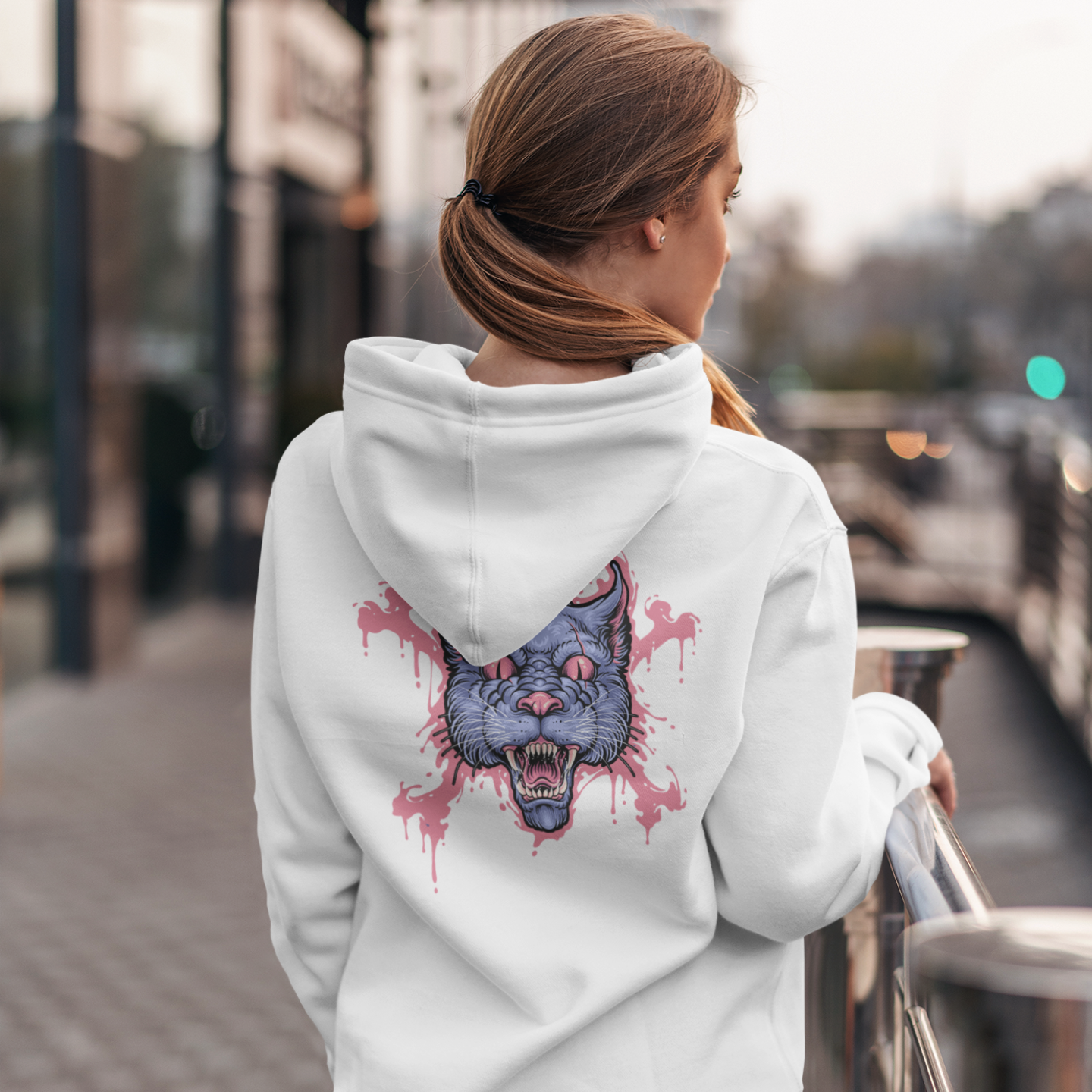 Women classic fit graphic back printed streetwear Hoodie