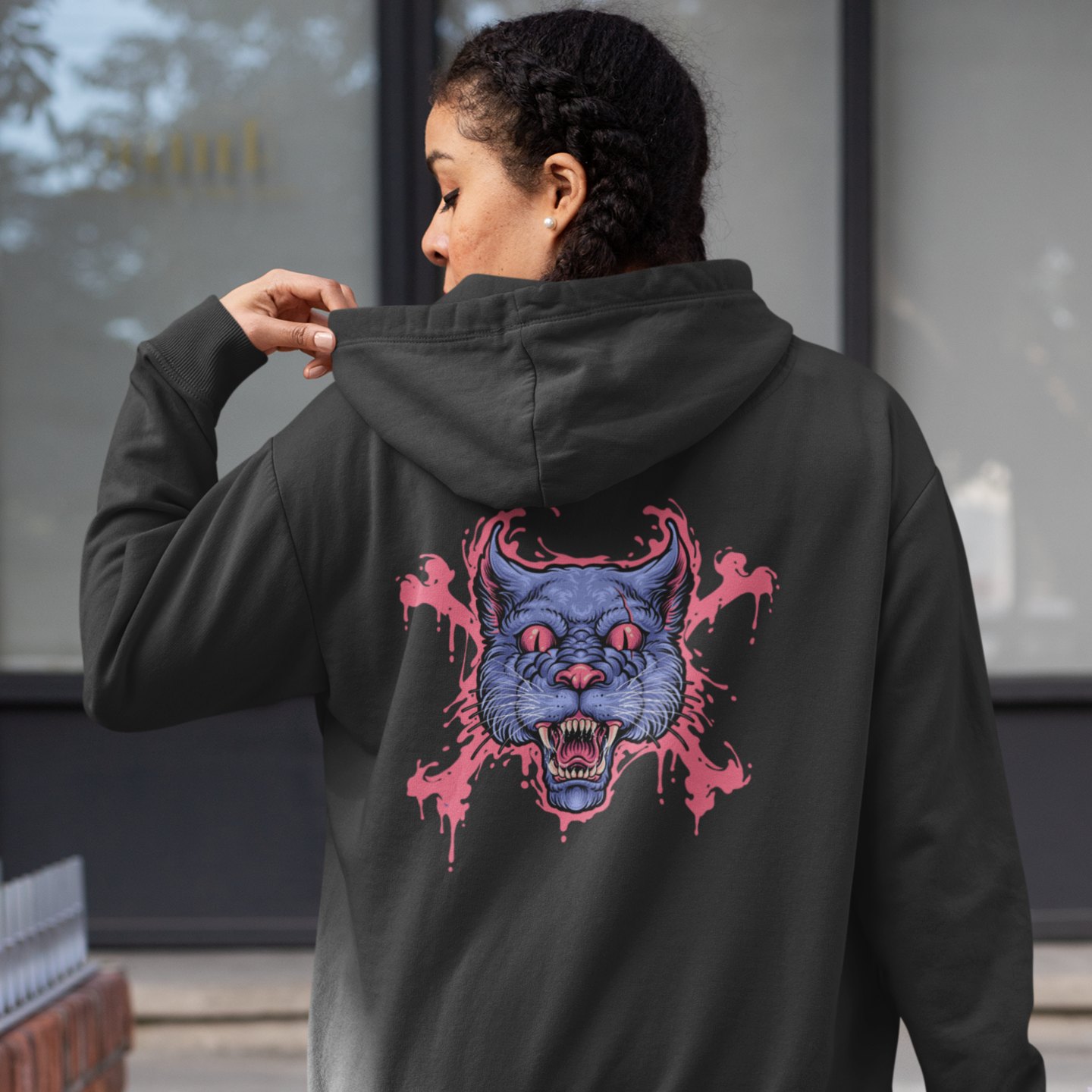 Women classic fit graphic back printed streetwear Hoodie