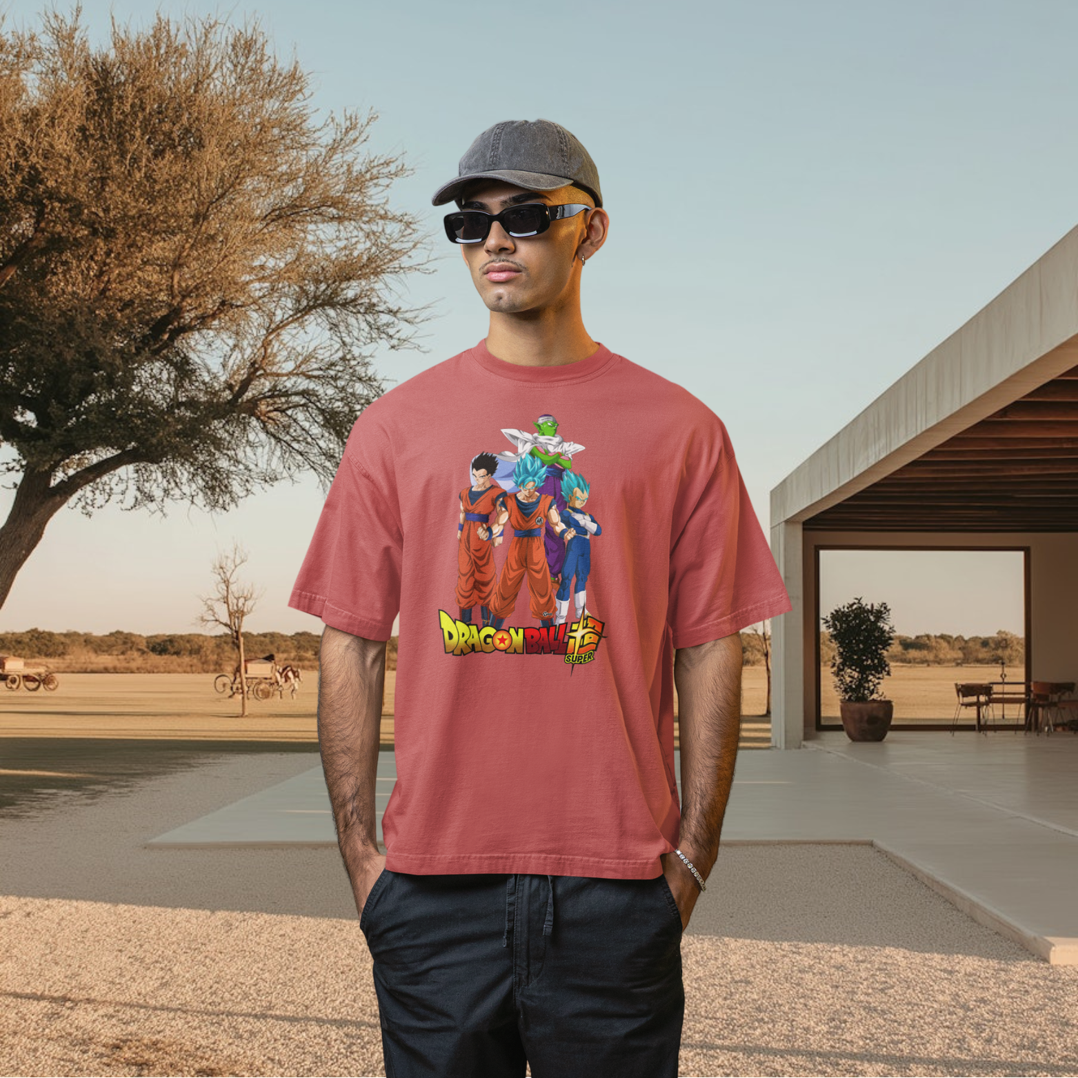 Men Super Saiyan goku graphic printed oversized Tee