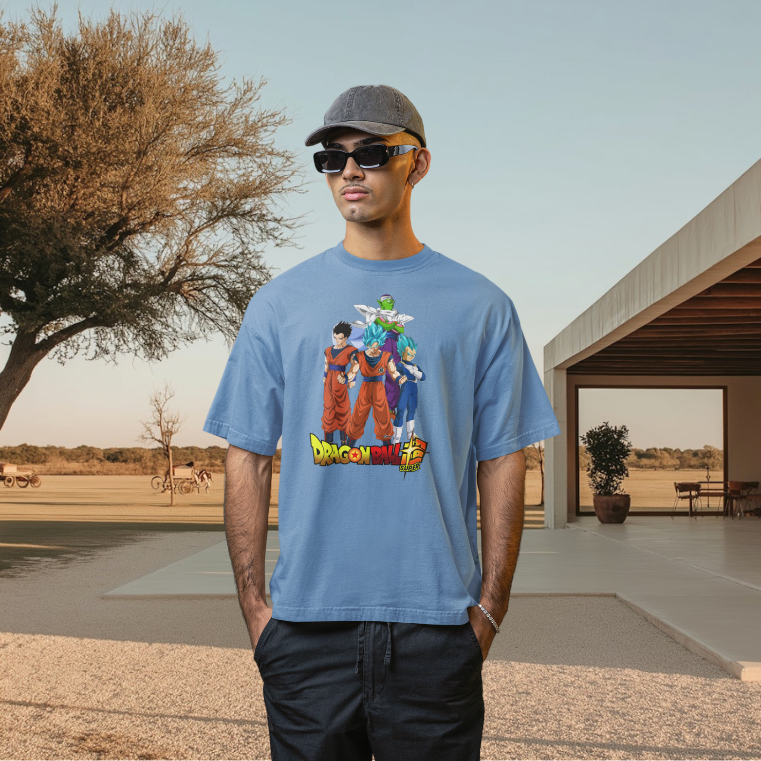 Men Super Saiyan goku graphic printed oversized Tee