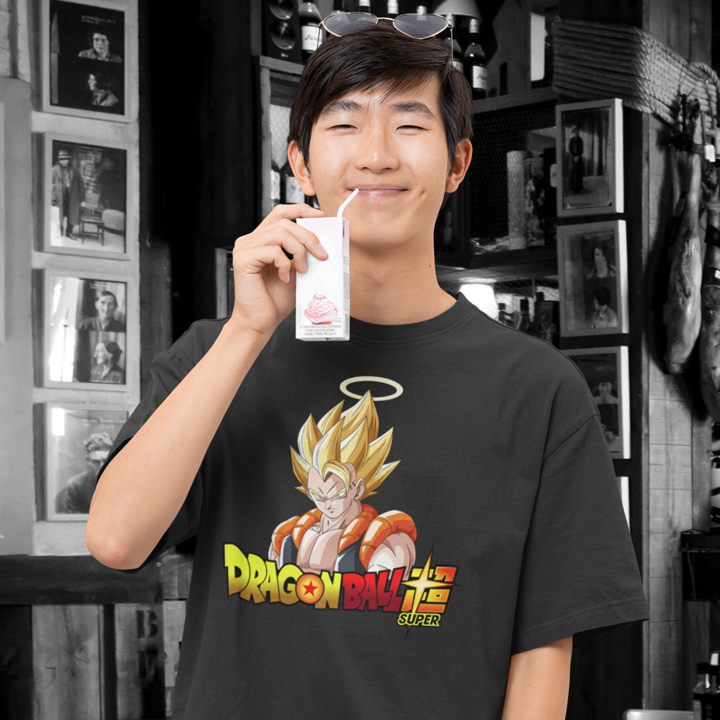 Men super Saiyan gogeta graphic printed oversized Tee