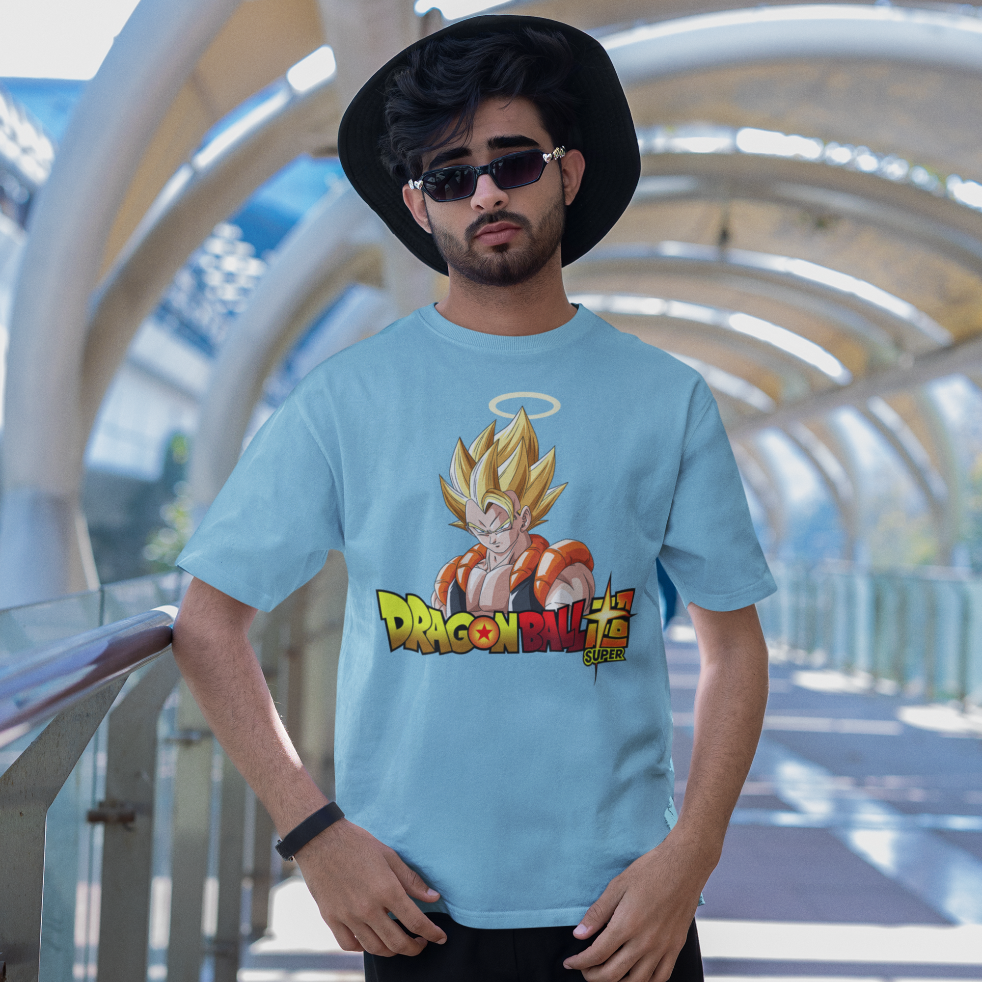 Men super Saiyan gogeta graphic printed oversized Tee