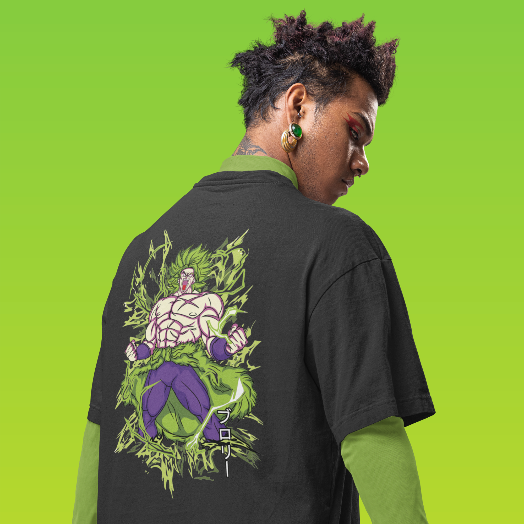 Men Broly'' dragon ball graphic back printed oversized Tee