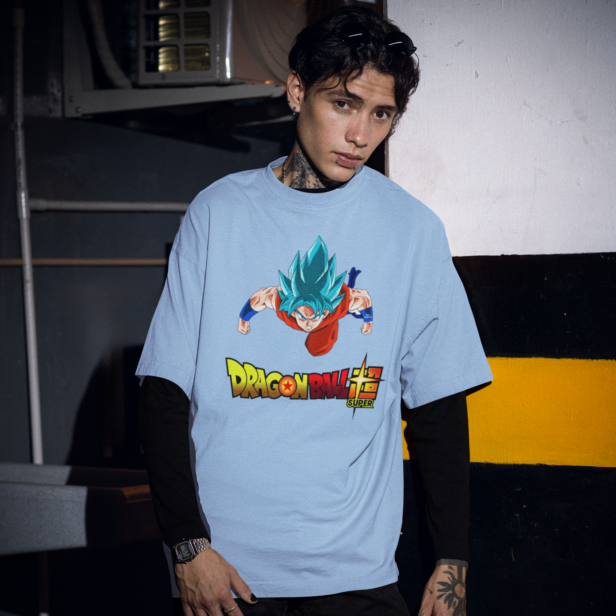 Men super Saiyan goku graphic printed crew neck oversized Tee