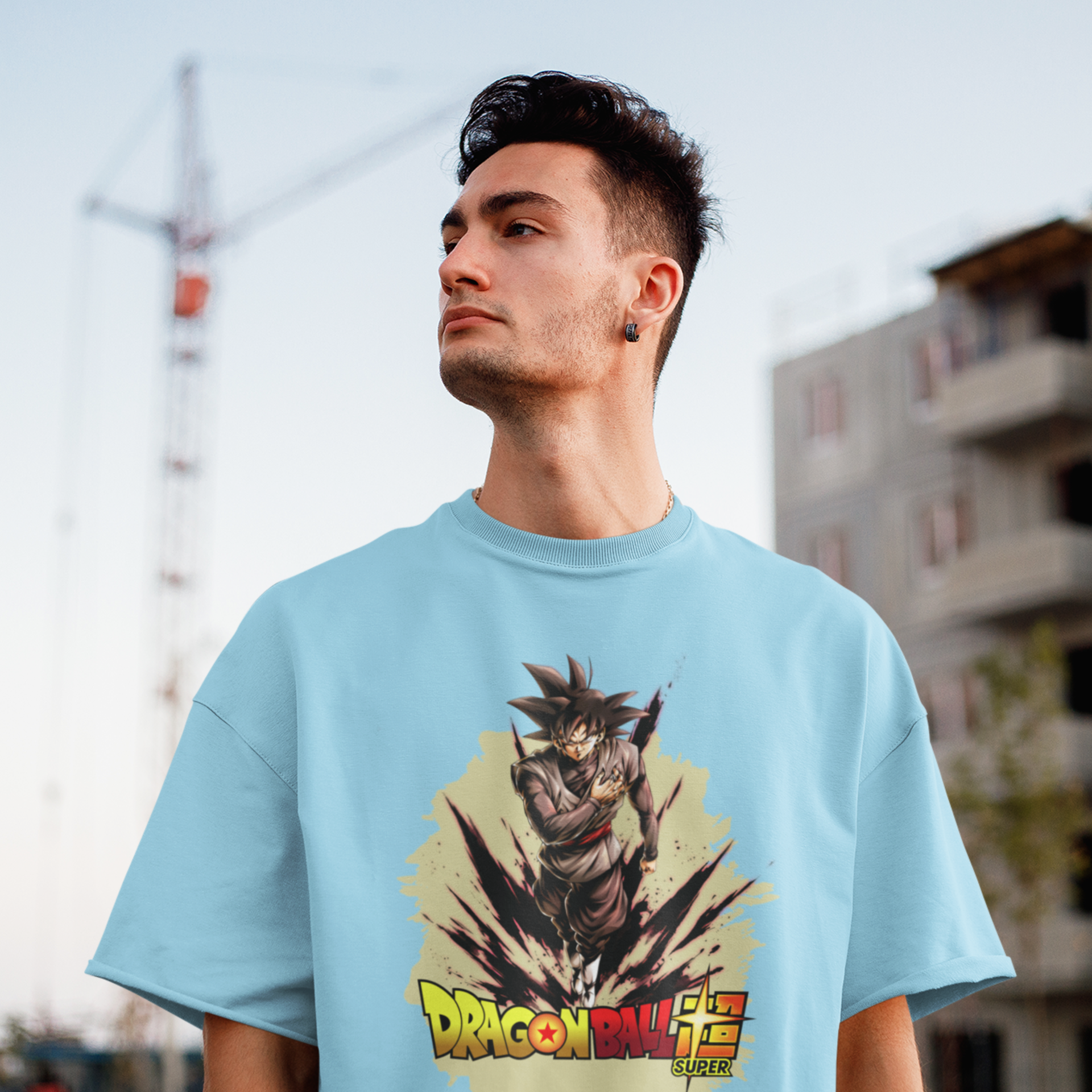 Men black goku graphic printed oversized Tee