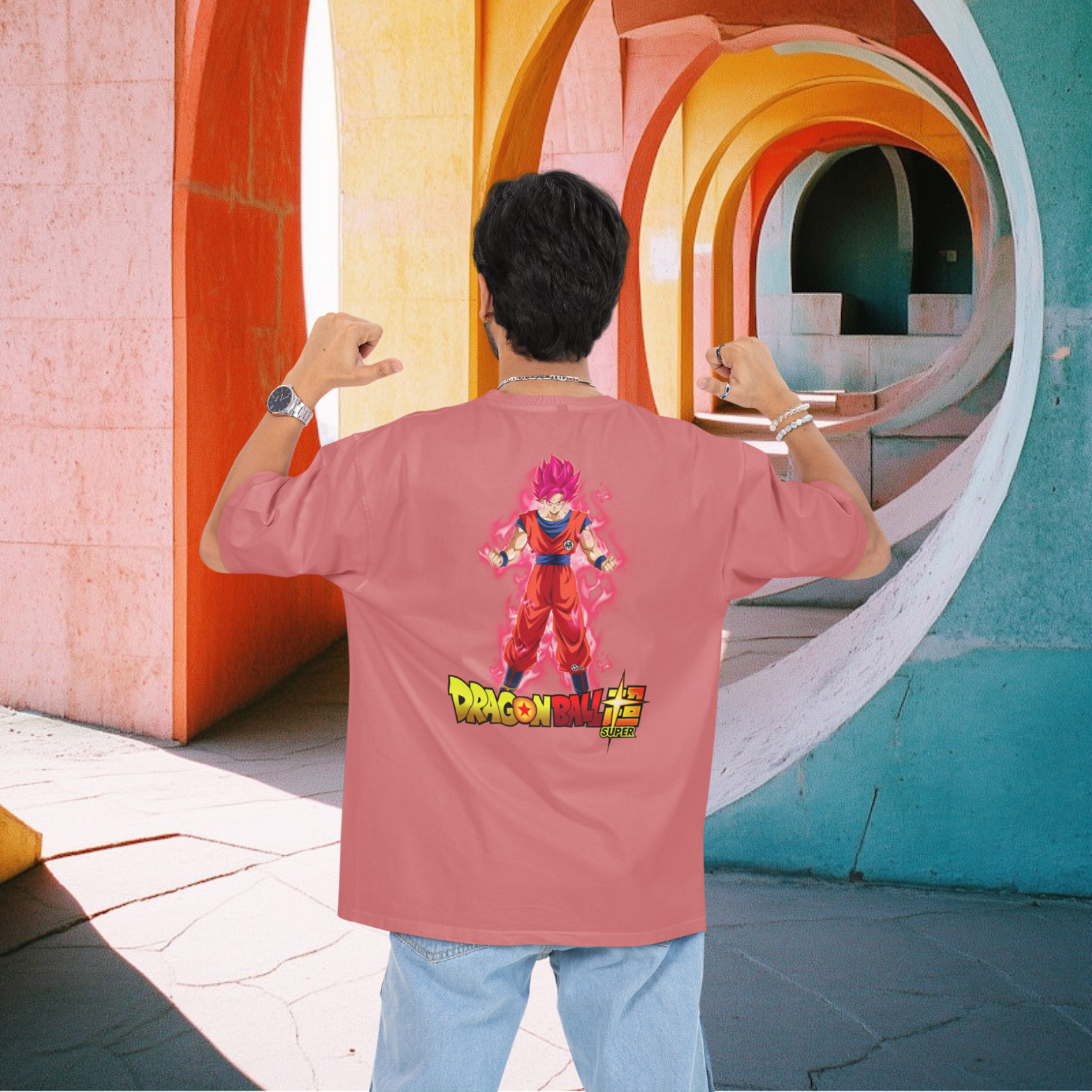 Men goku gohan Vegeta Graphic back printed oversized Tee