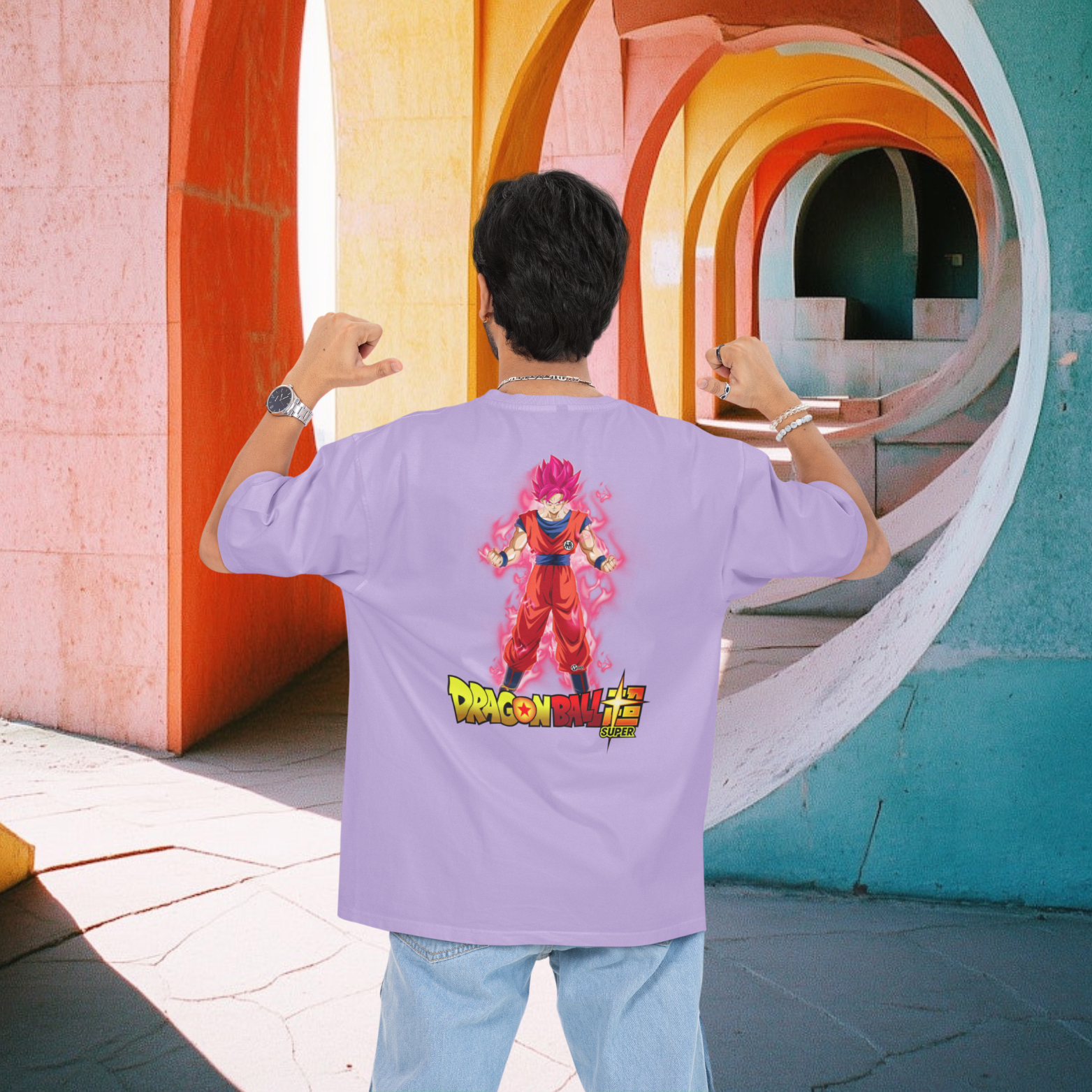 Men goku gohan Vegeta Graphic back printed oversized Tee