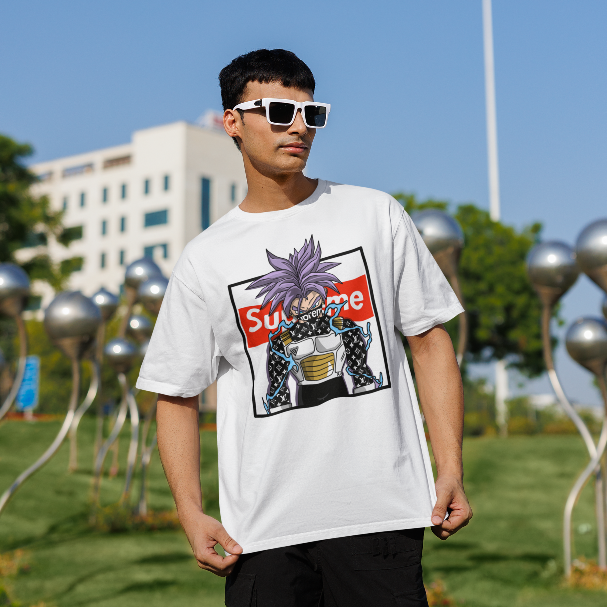 Men supreme gangster Trunks graphic printed oversized Tee