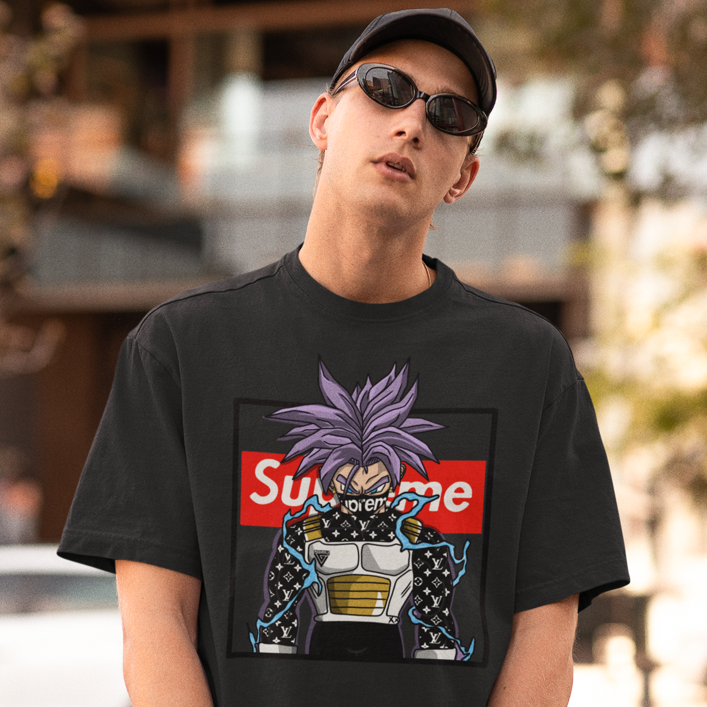 Men supreme gangster Trunks graphic printed oversized Tee