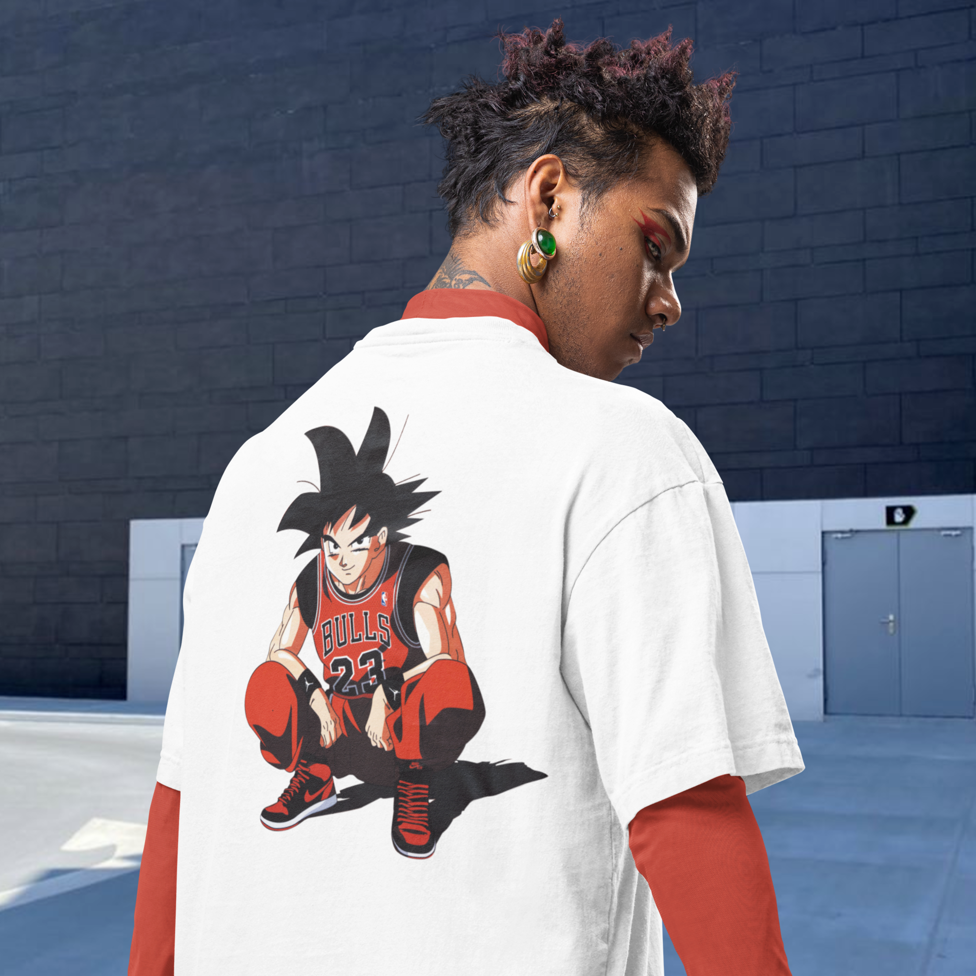 Men Goku dragon ball graphic back printed oversized Tee