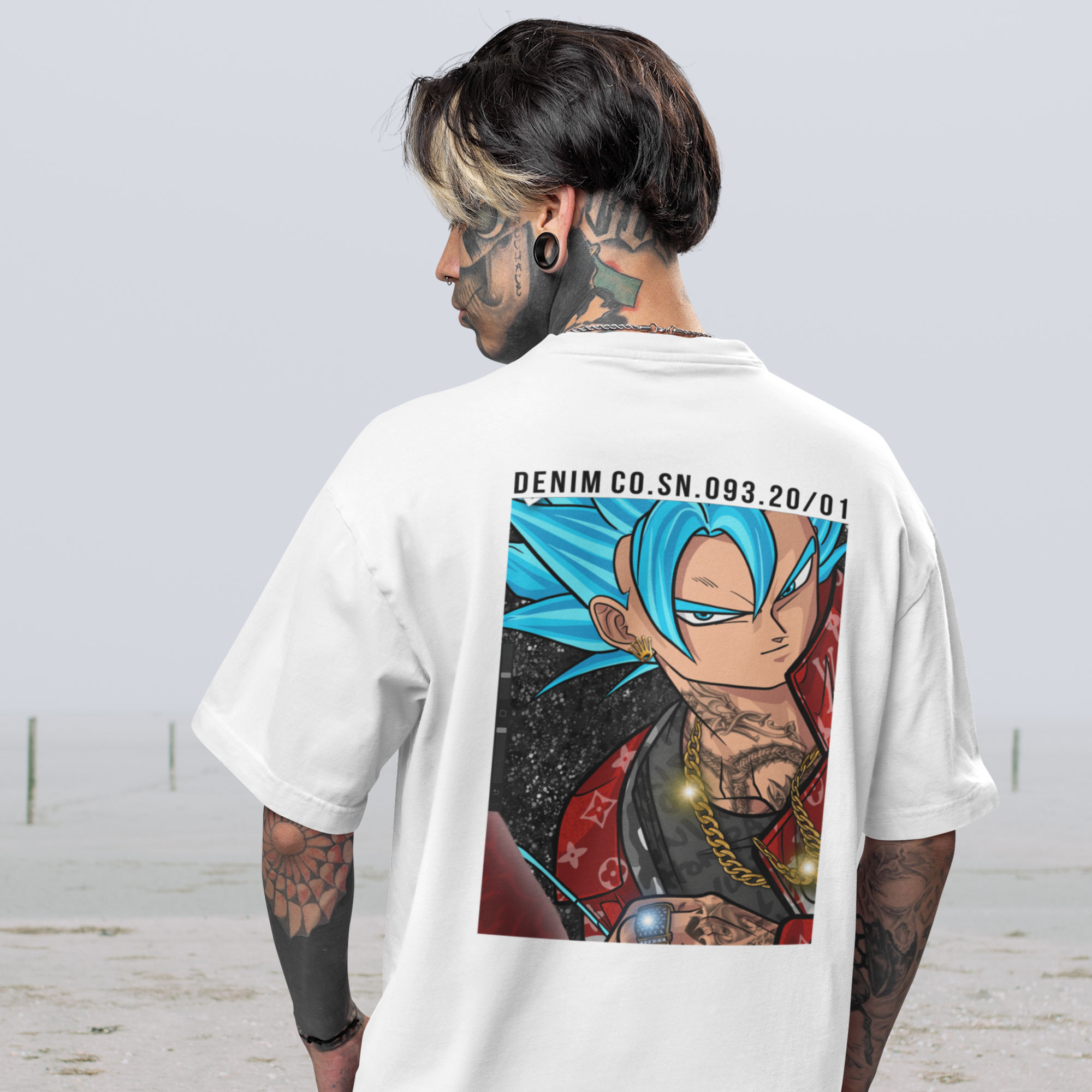 Men Goku supreme graphic back printed oversized Tee