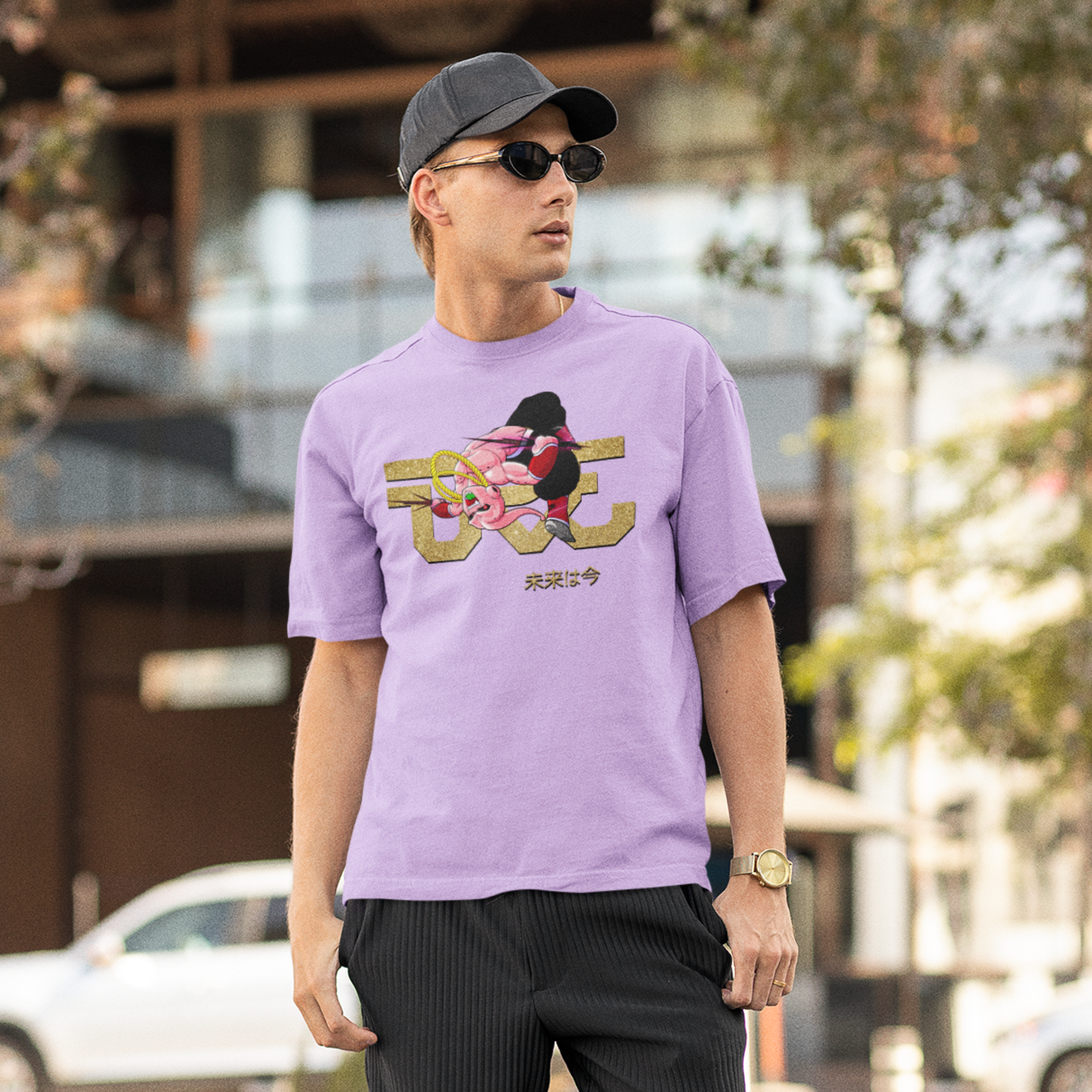 Men kid buu graphic printed oversized tee