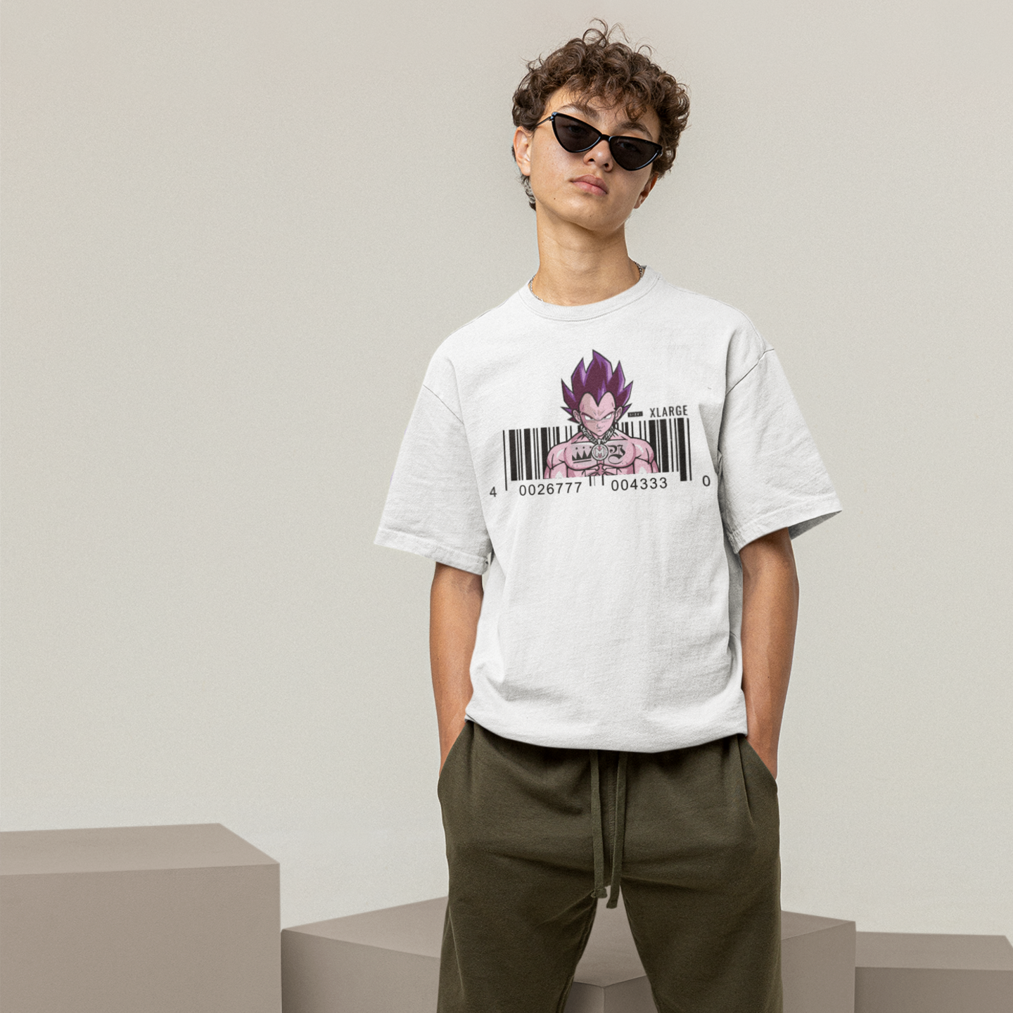 Men Vegan Vegeta graphic printed oversized Tee