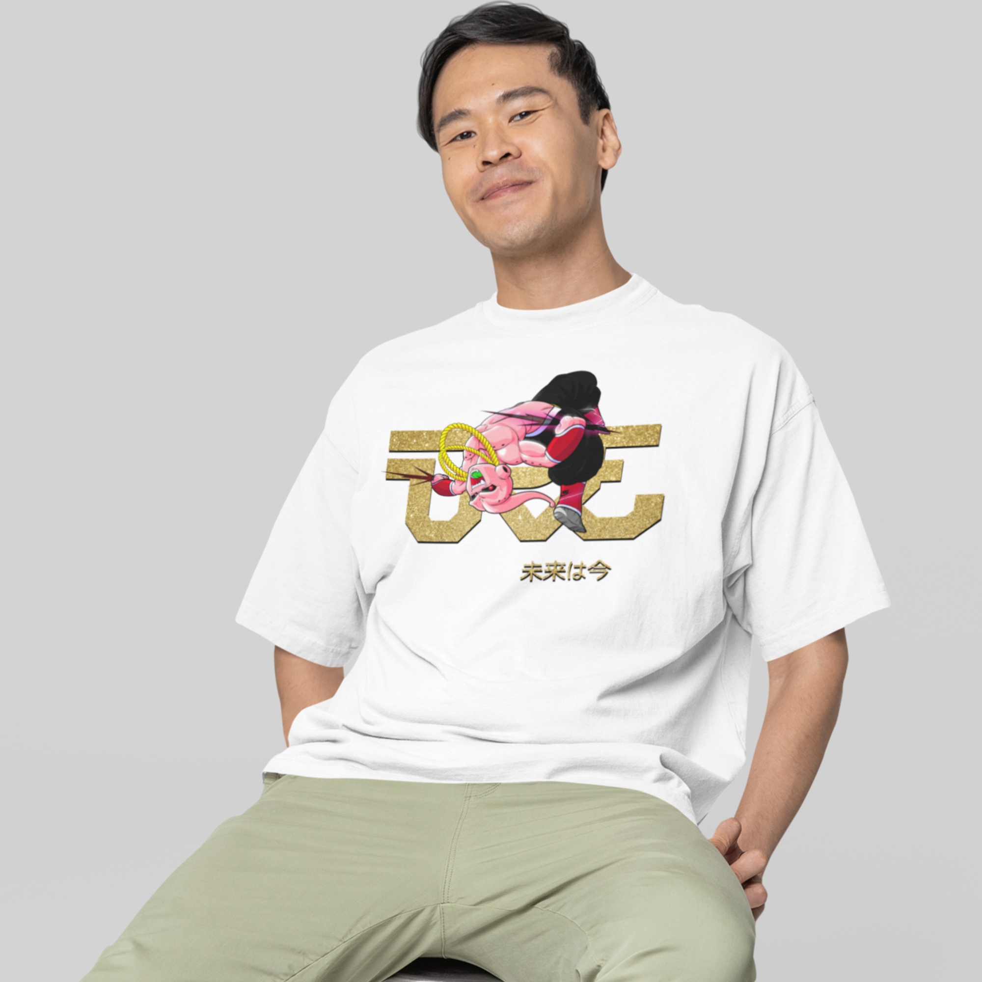 Men kid buu graphic printed oversized tee