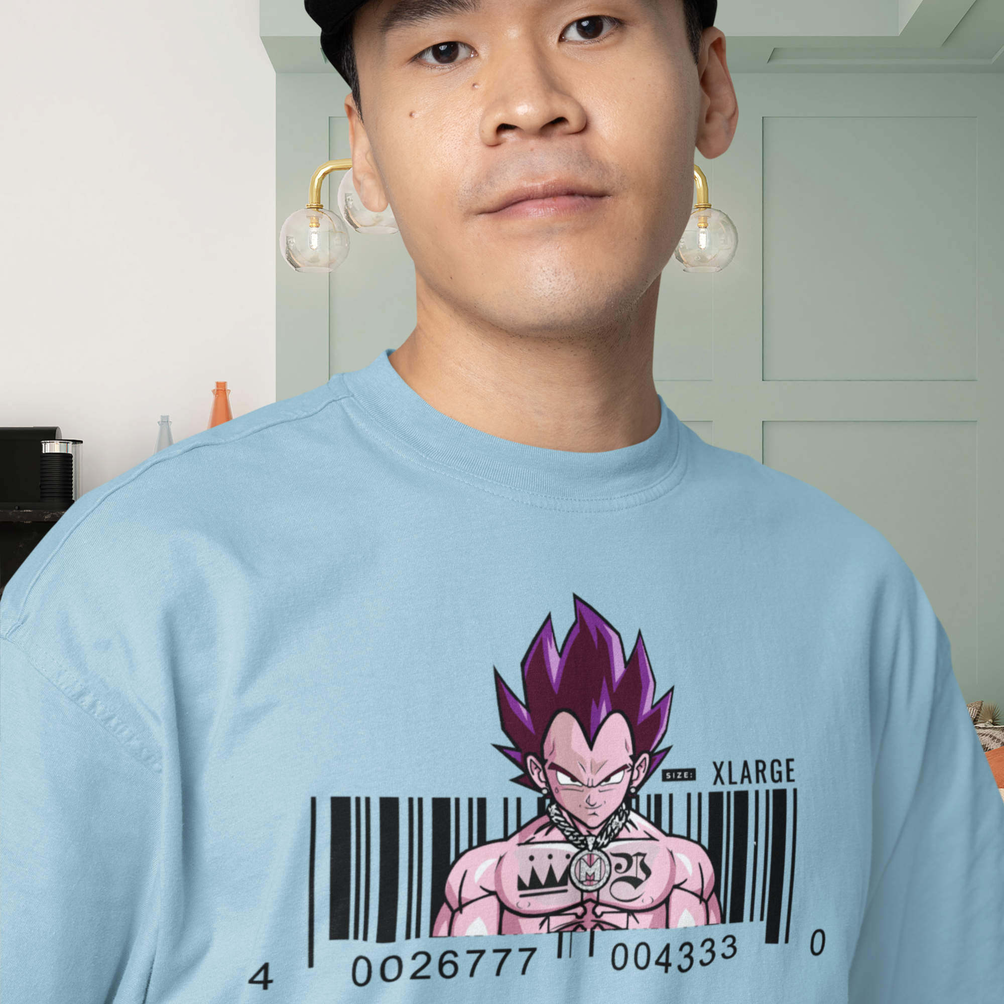 Men Vegan Vegeta graphic printed oversized Tee