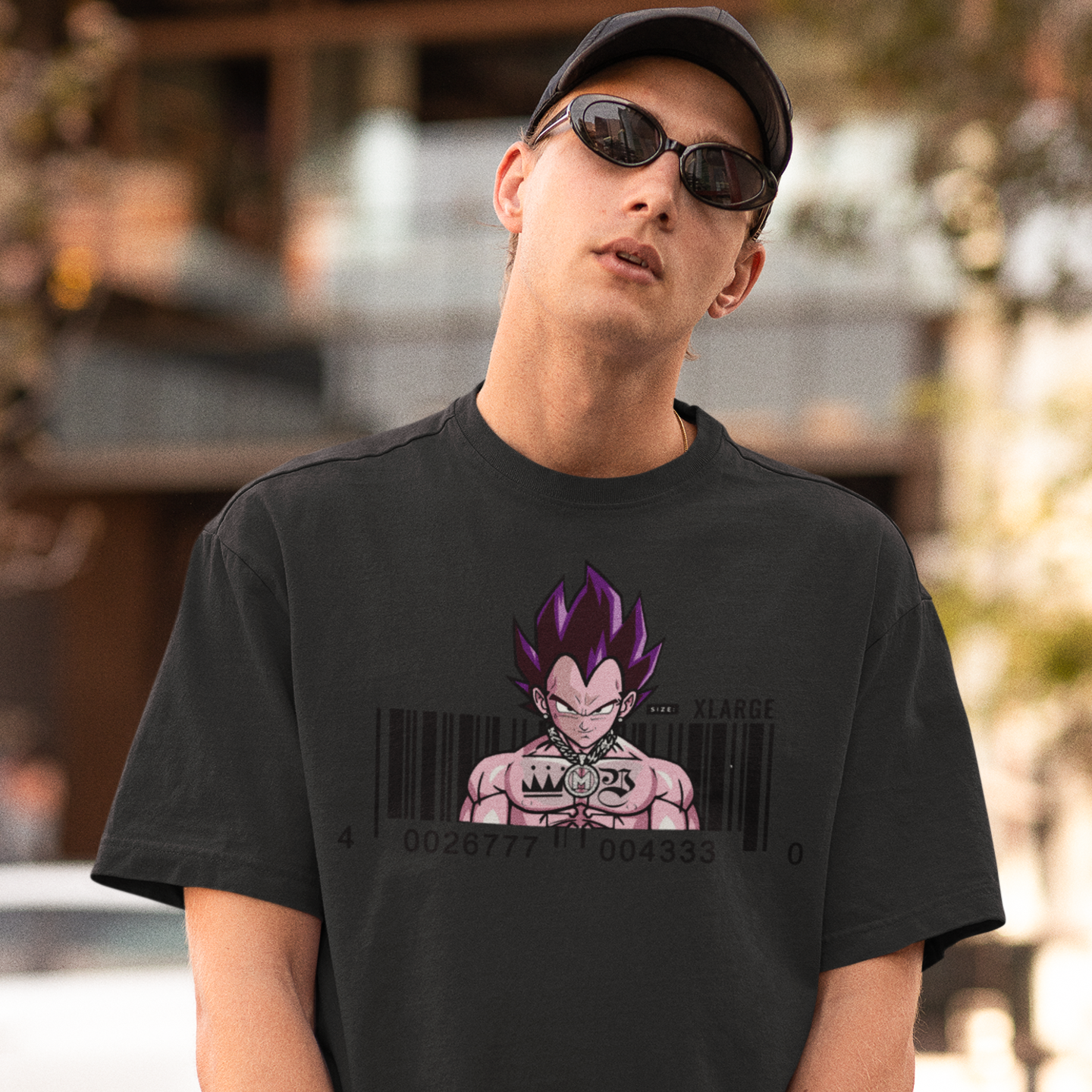 Men Vegan Vegeta graphic printed oversized Tee