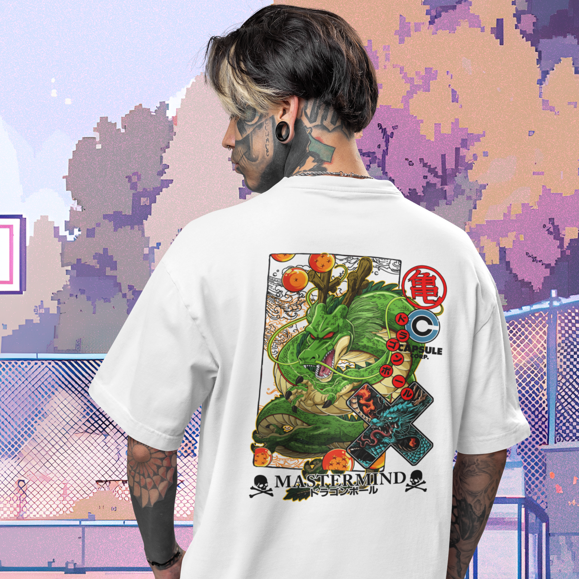 Men DBZ shenron dragon ball graphic back printed oversized Tee