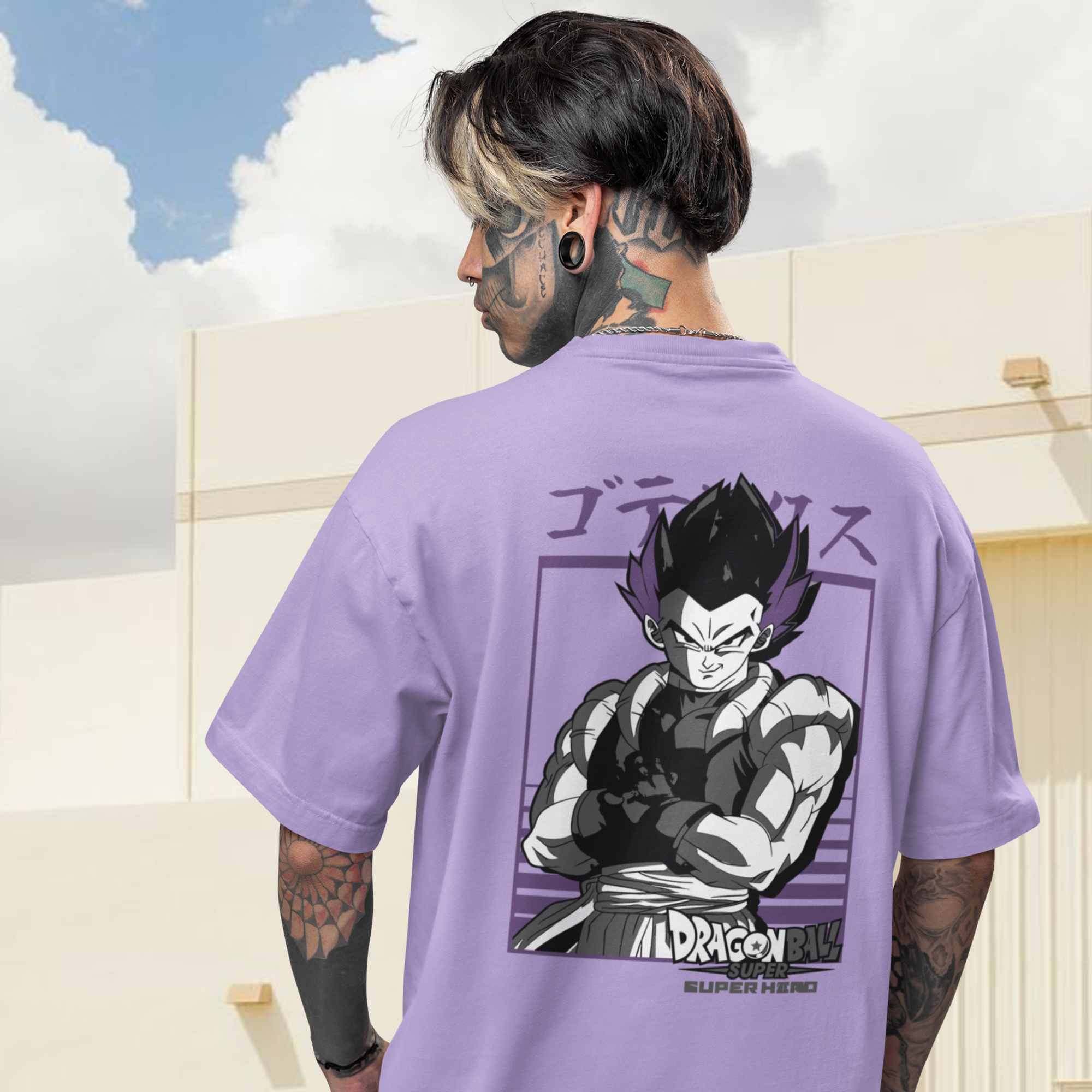 Men Vegeta dragon ball graphic back printed oversized Tee