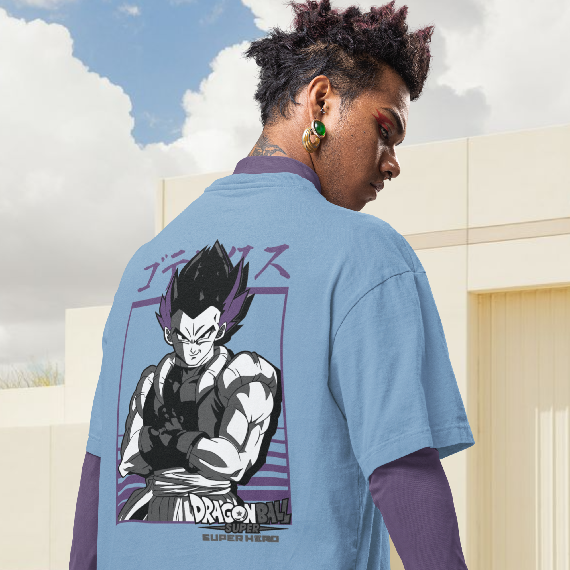 Men Vegeta dragon ball graphic back printed oversized Tee