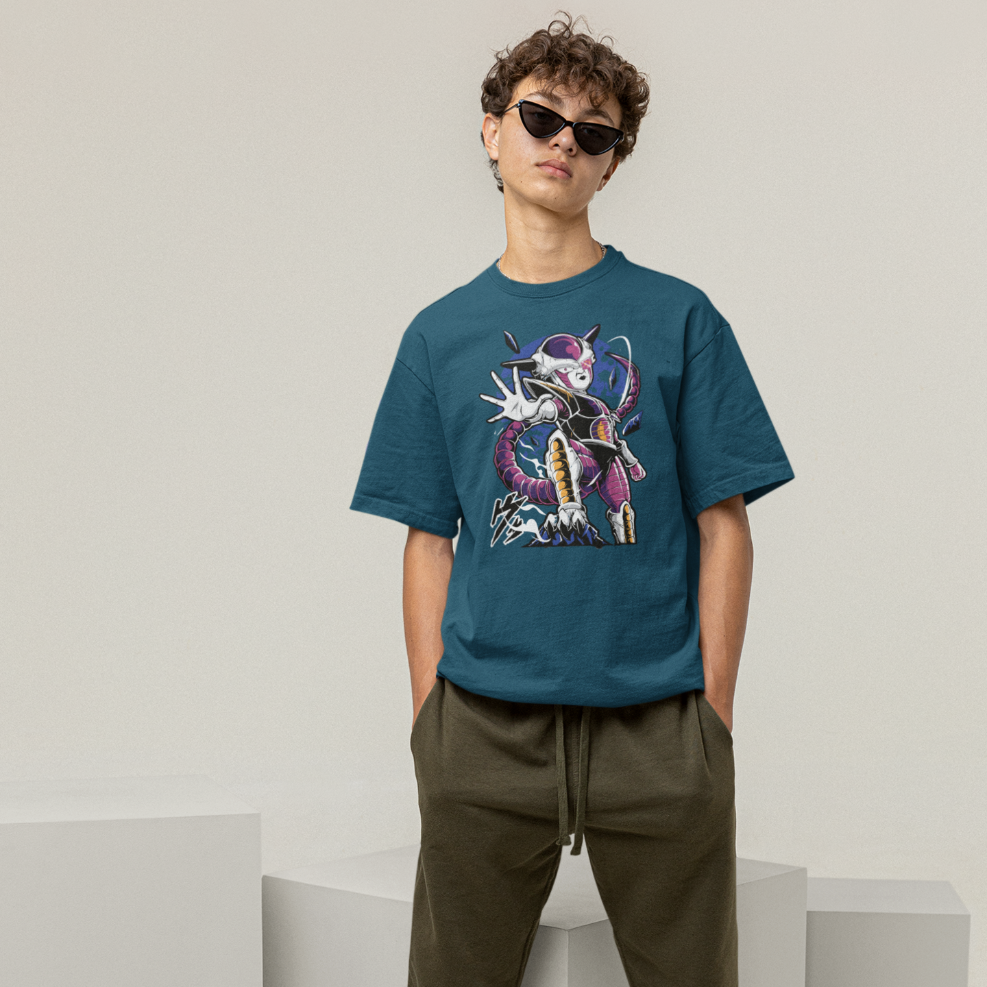 Men Frieza Graphic printed crew neck oversized Tee