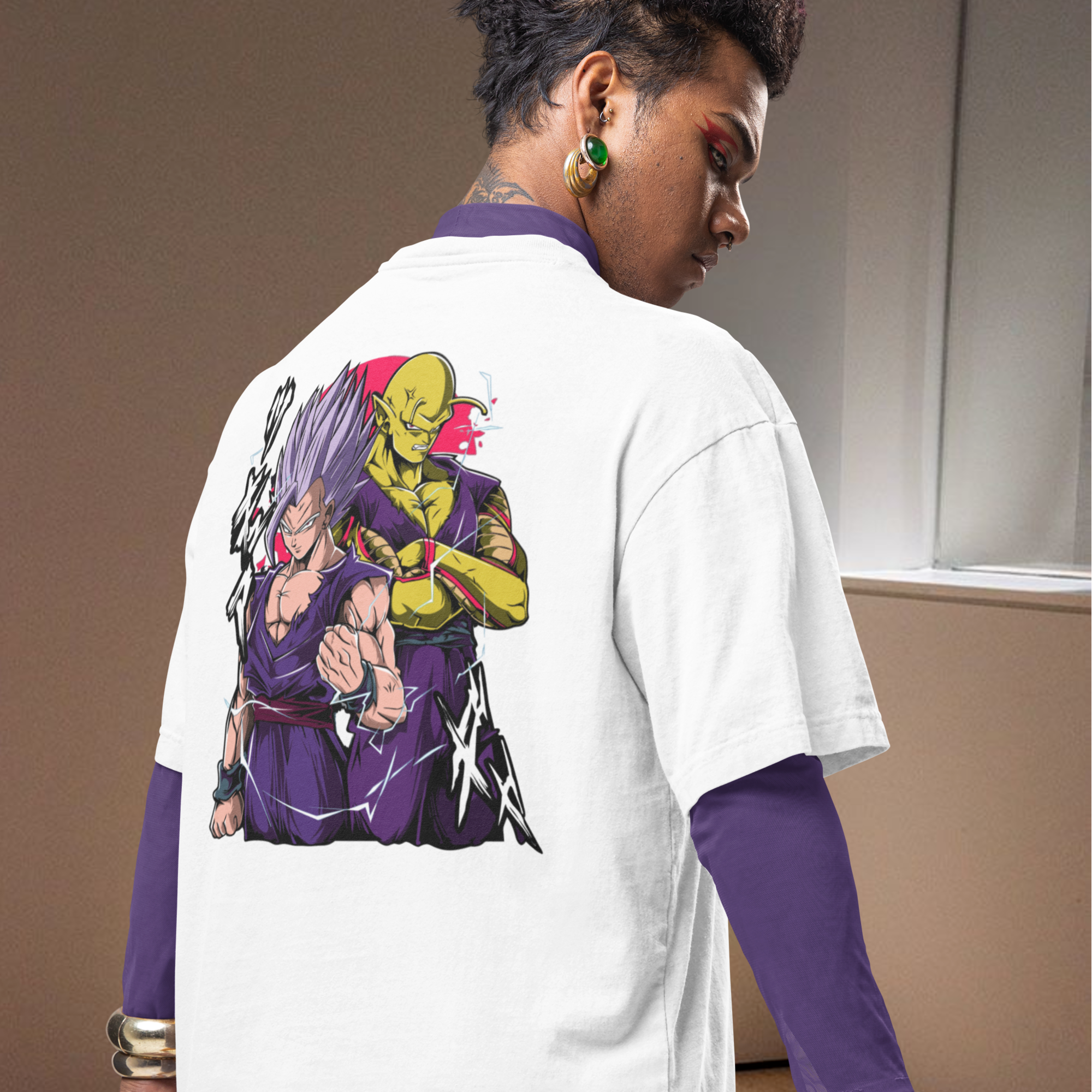 Men Ultra Vegito graphic back printed oversized Tee