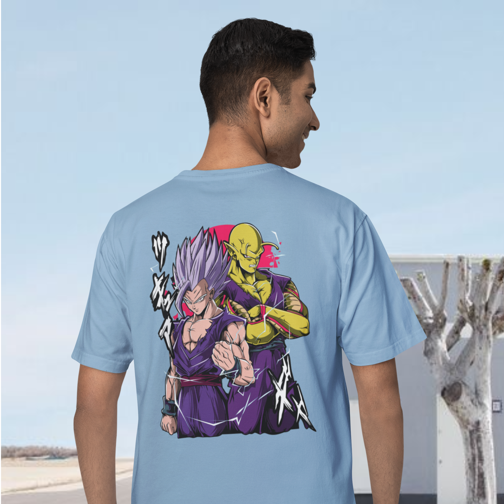 Men Ultra Vegito graphic back printed oversized Tee