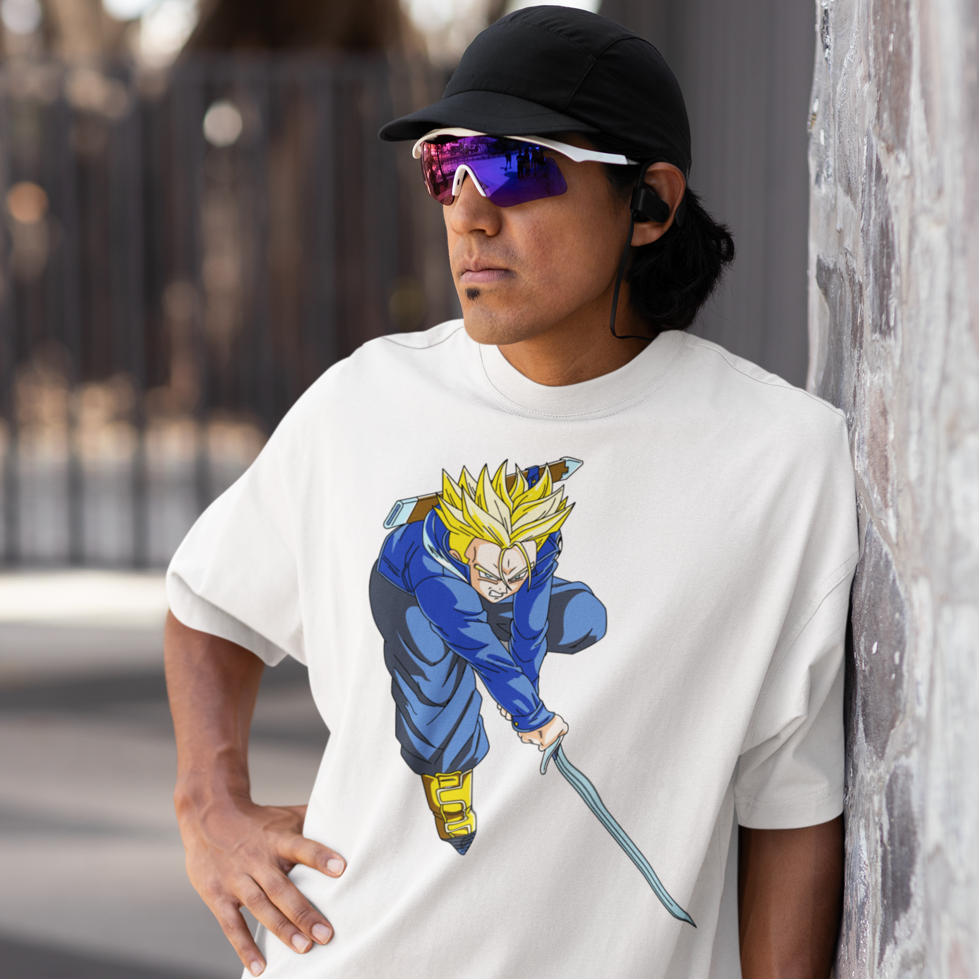 Men Trunks V-2 graphic printed oversized Tee