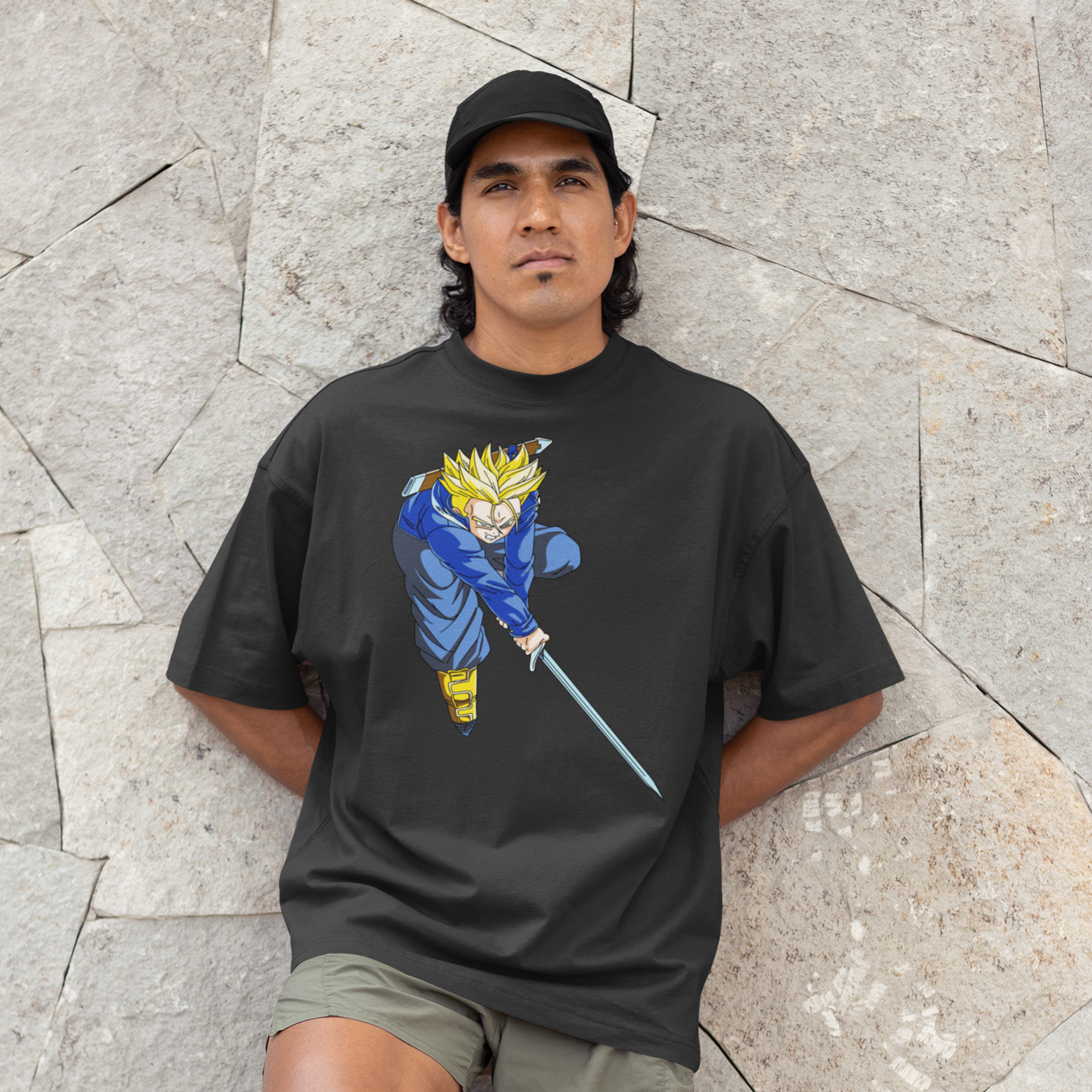 Men Trunks V-2 graphic printed oversized Tee