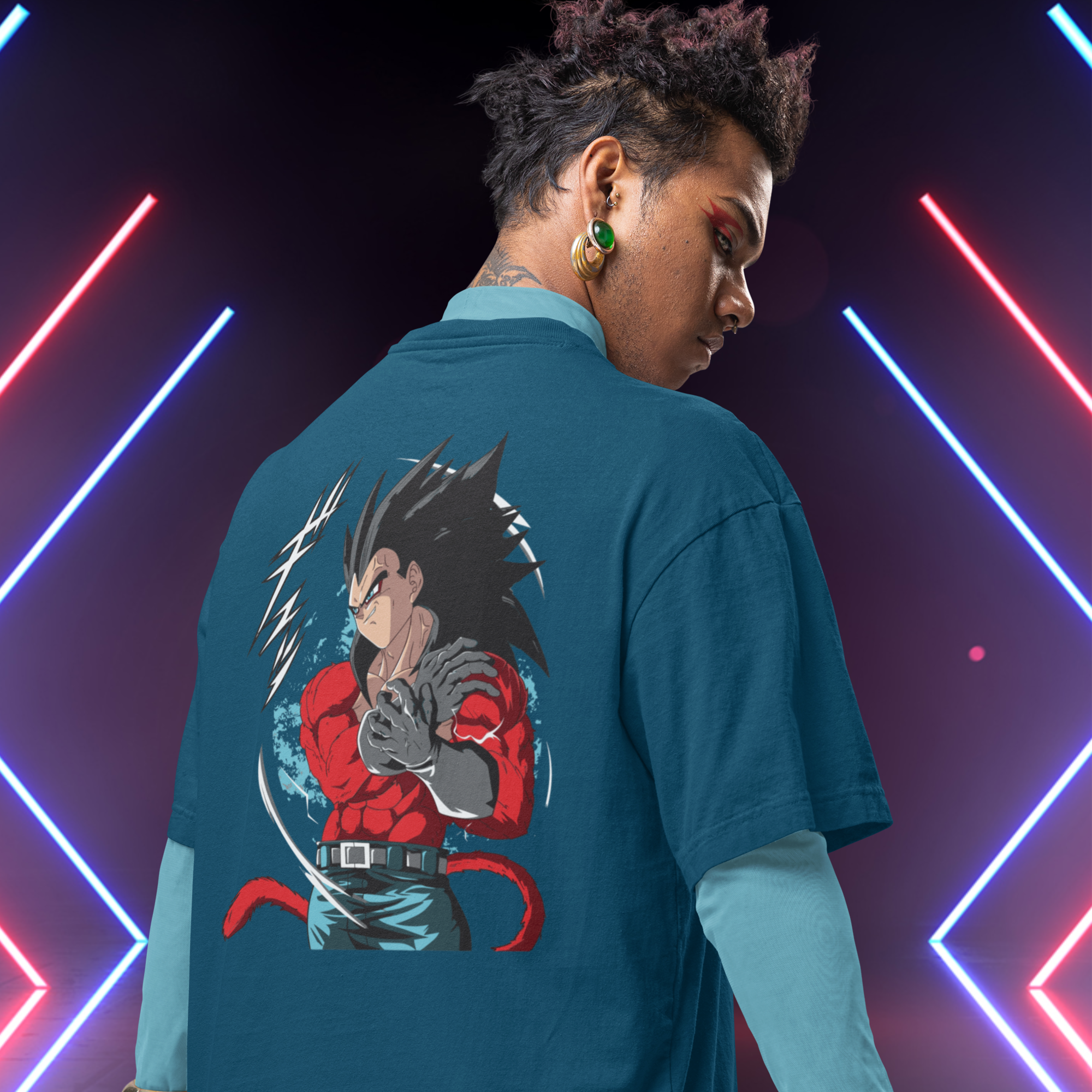 Men Vegeta ssj4 graphic back printed oversized Tee