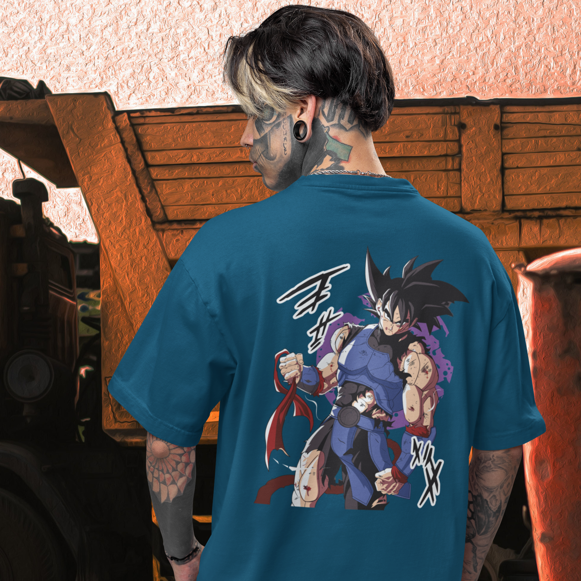 Men bardock graphic back printed oversized Tee