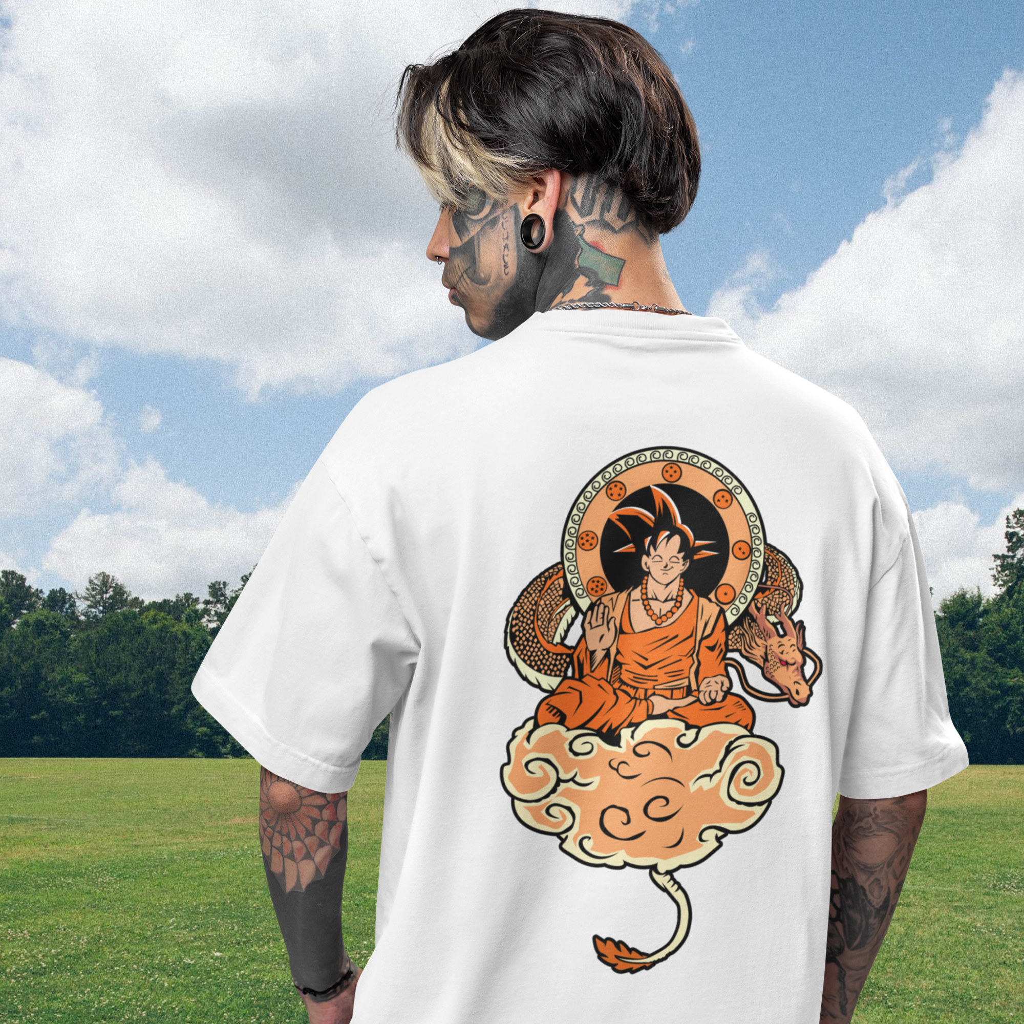 Men Goku buddha Graphic back printed oversized Tee