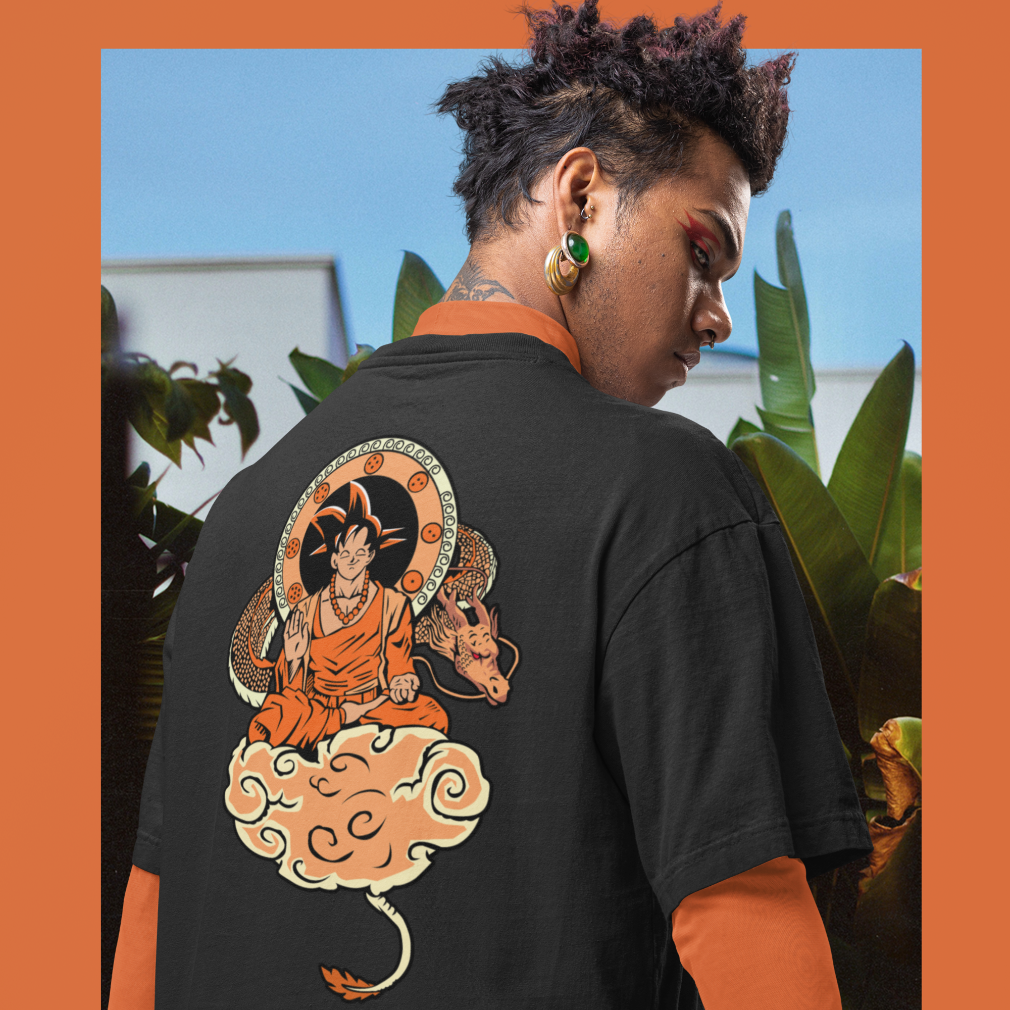 Men Goku buddha Graphic back printed oversized Tee