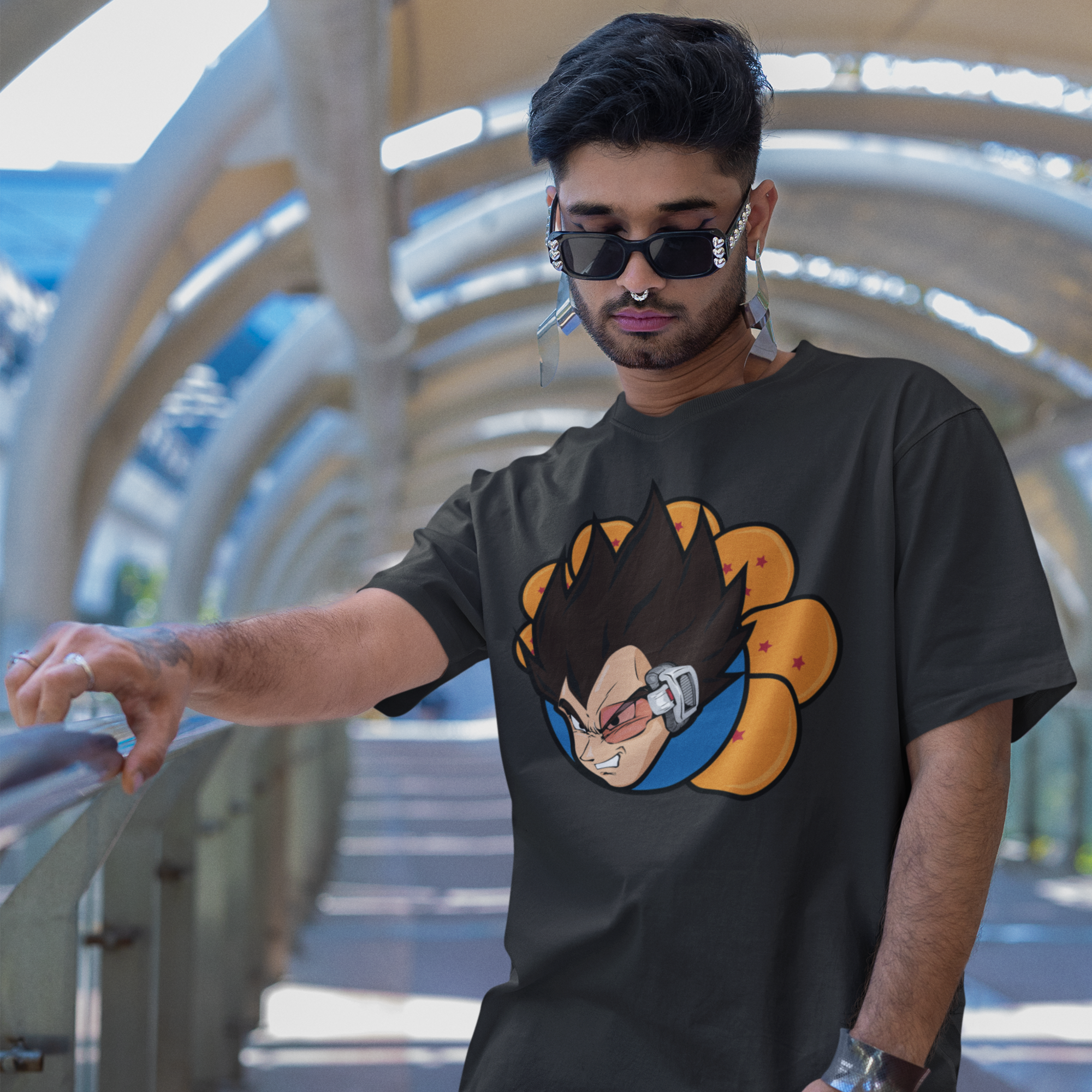 Men Vegeta Graphic printed oversized Tee