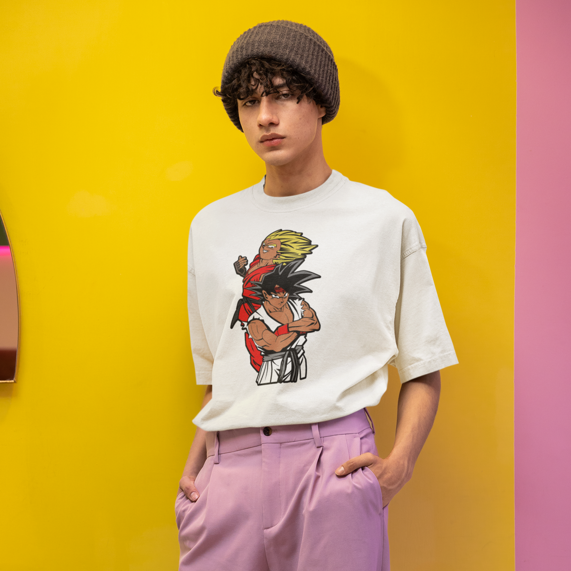 Men Goku & Vegeta graphic printed oversized Tee