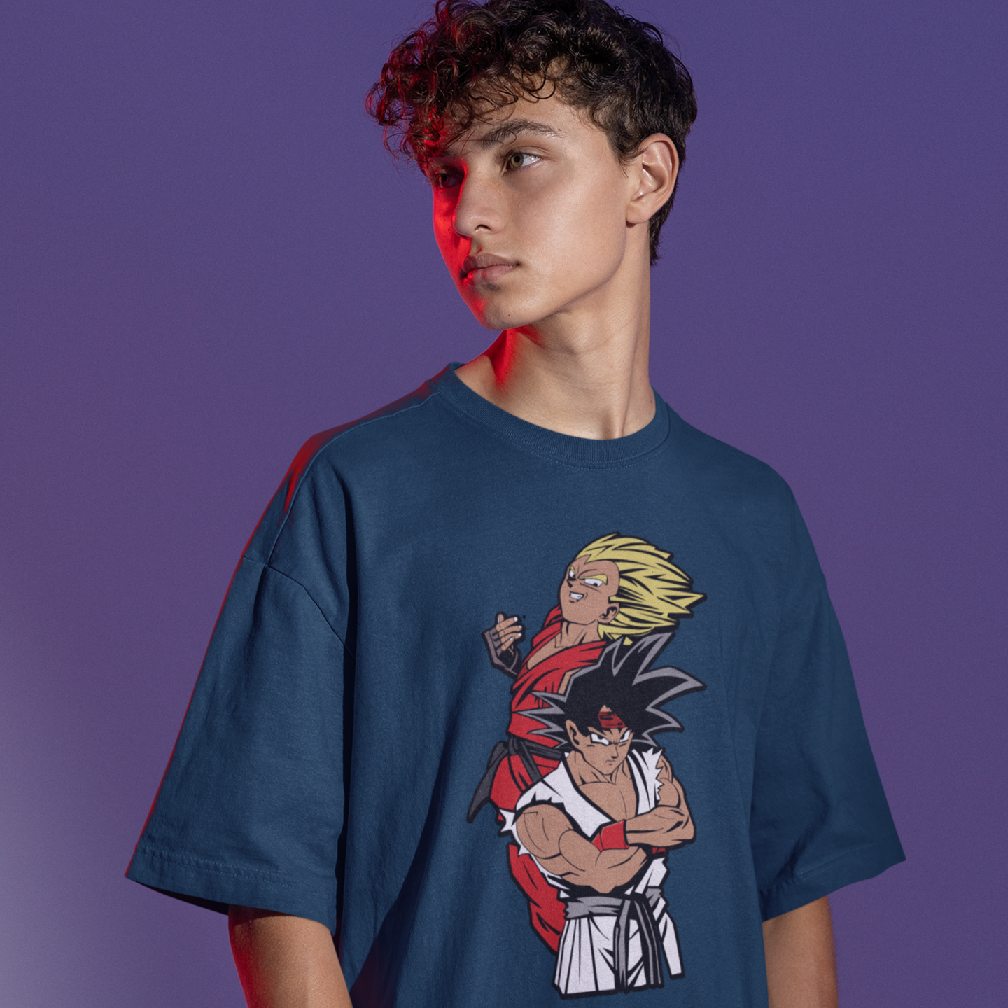 Men Goku & Vegeta graphic printed oversized Tee