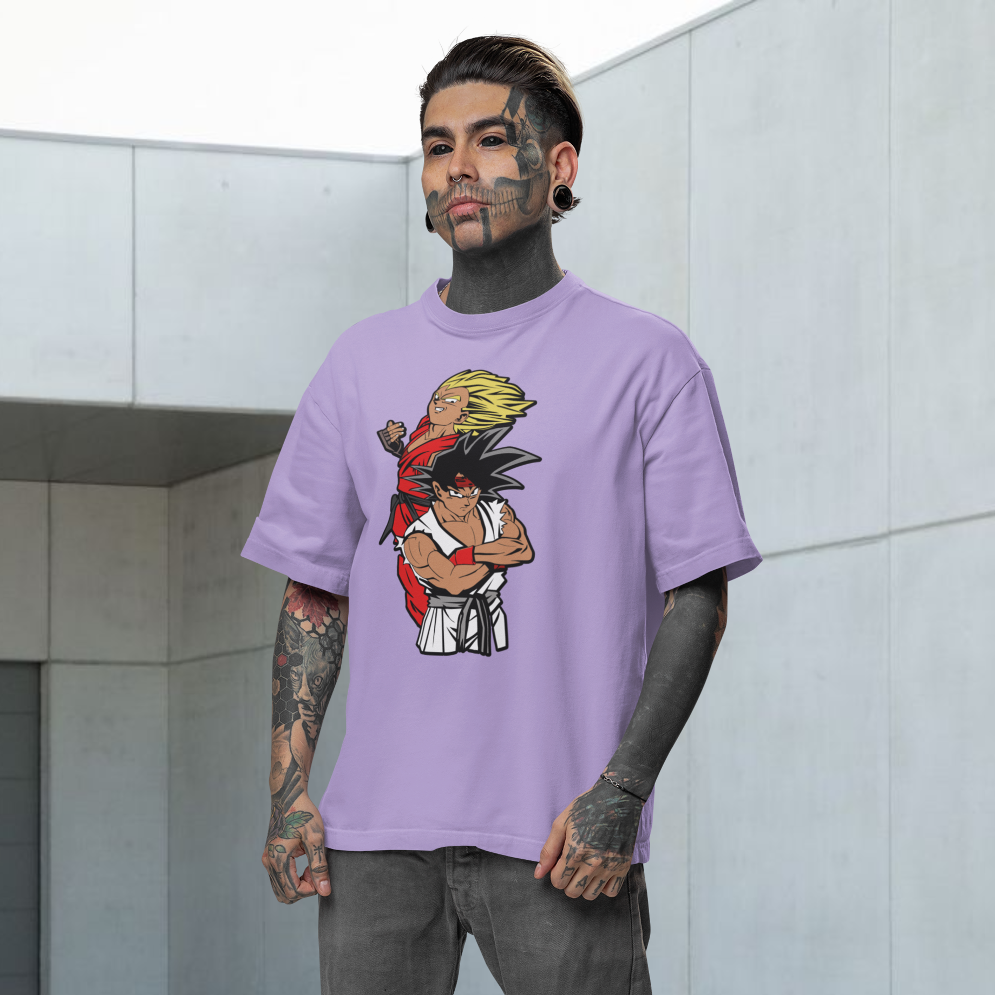 Men Goku & Vegeta graphic printed oversized Tee