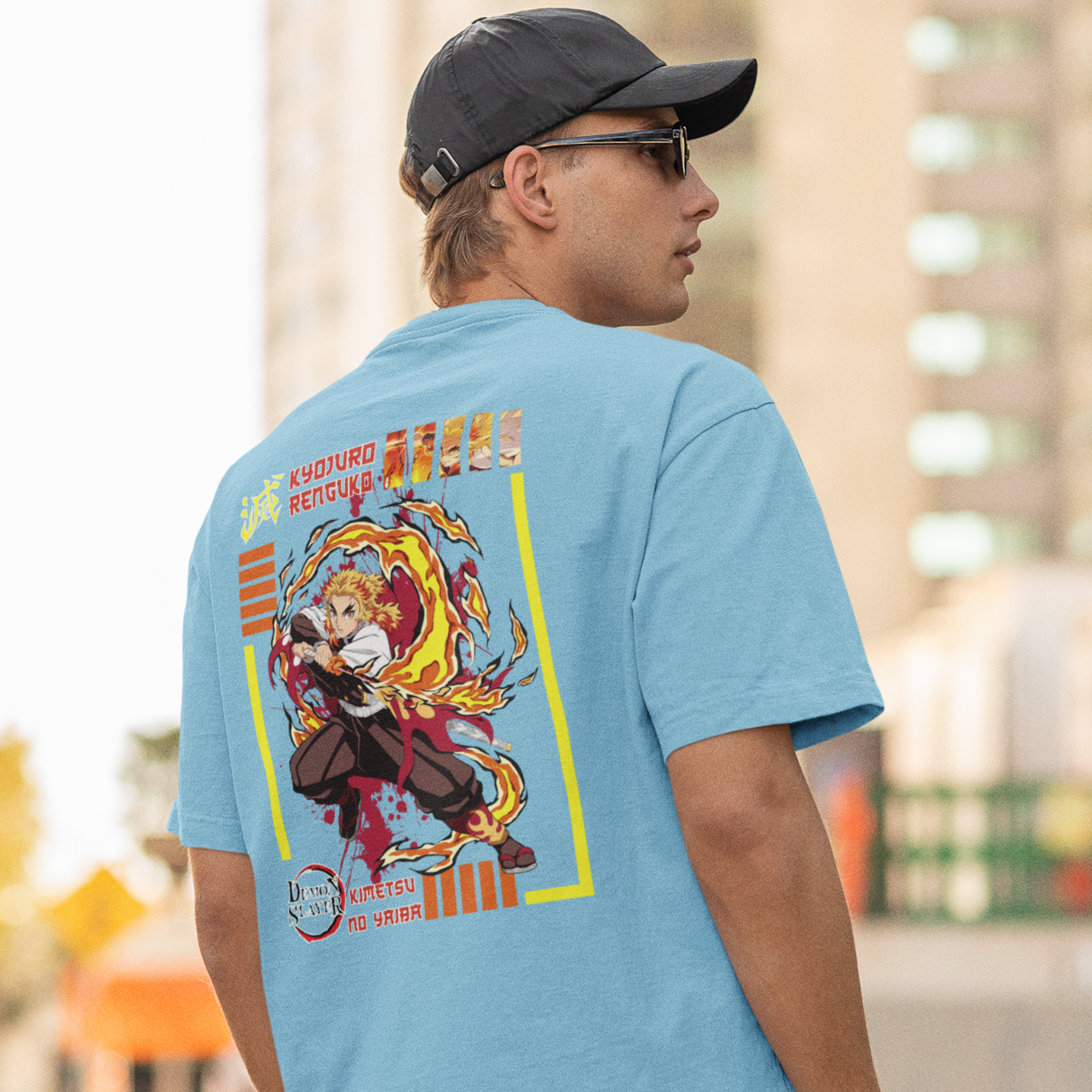 Men kyojuro rengoku anime printed oversized Tee