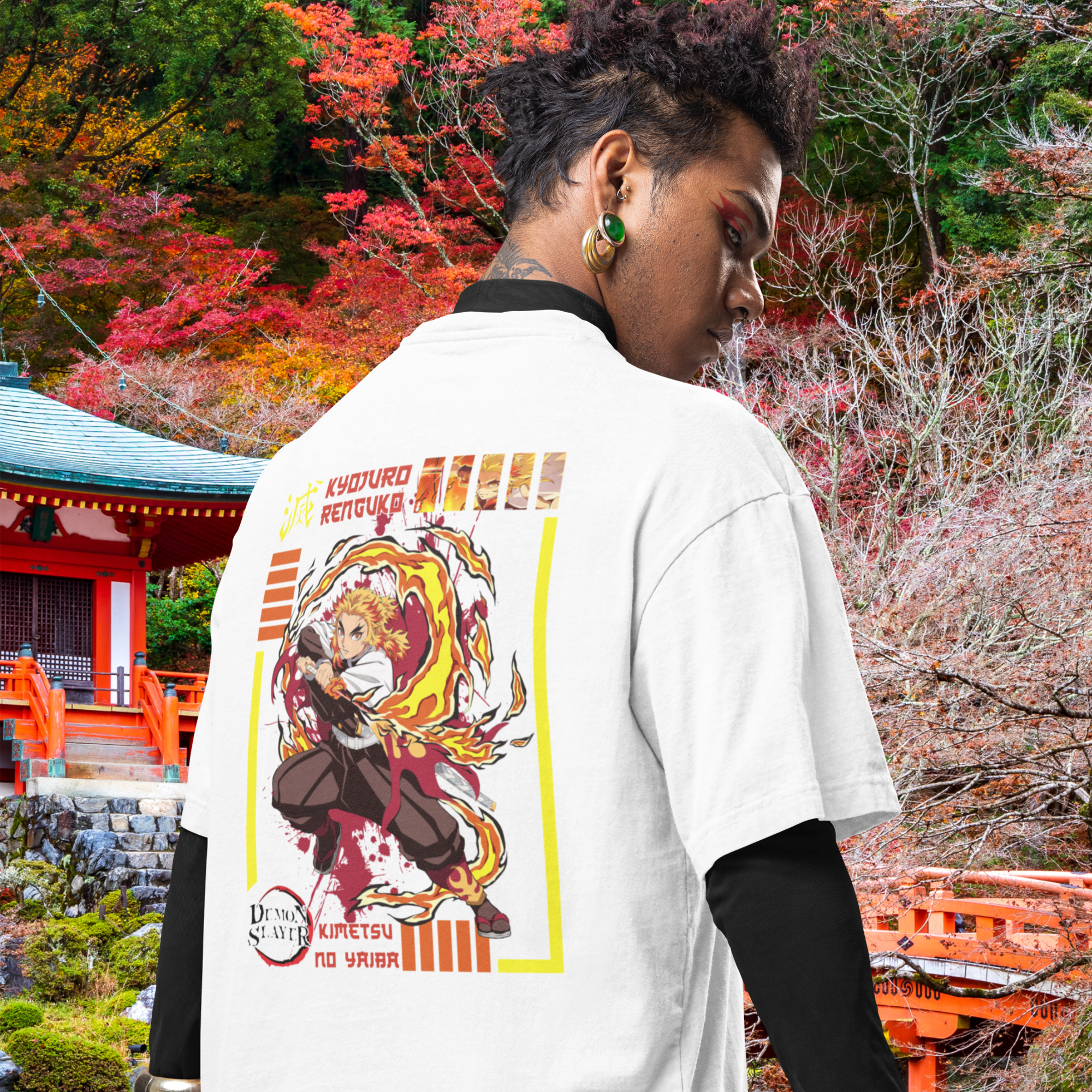 Men kyojuro rengoku anime printed oversized Tee