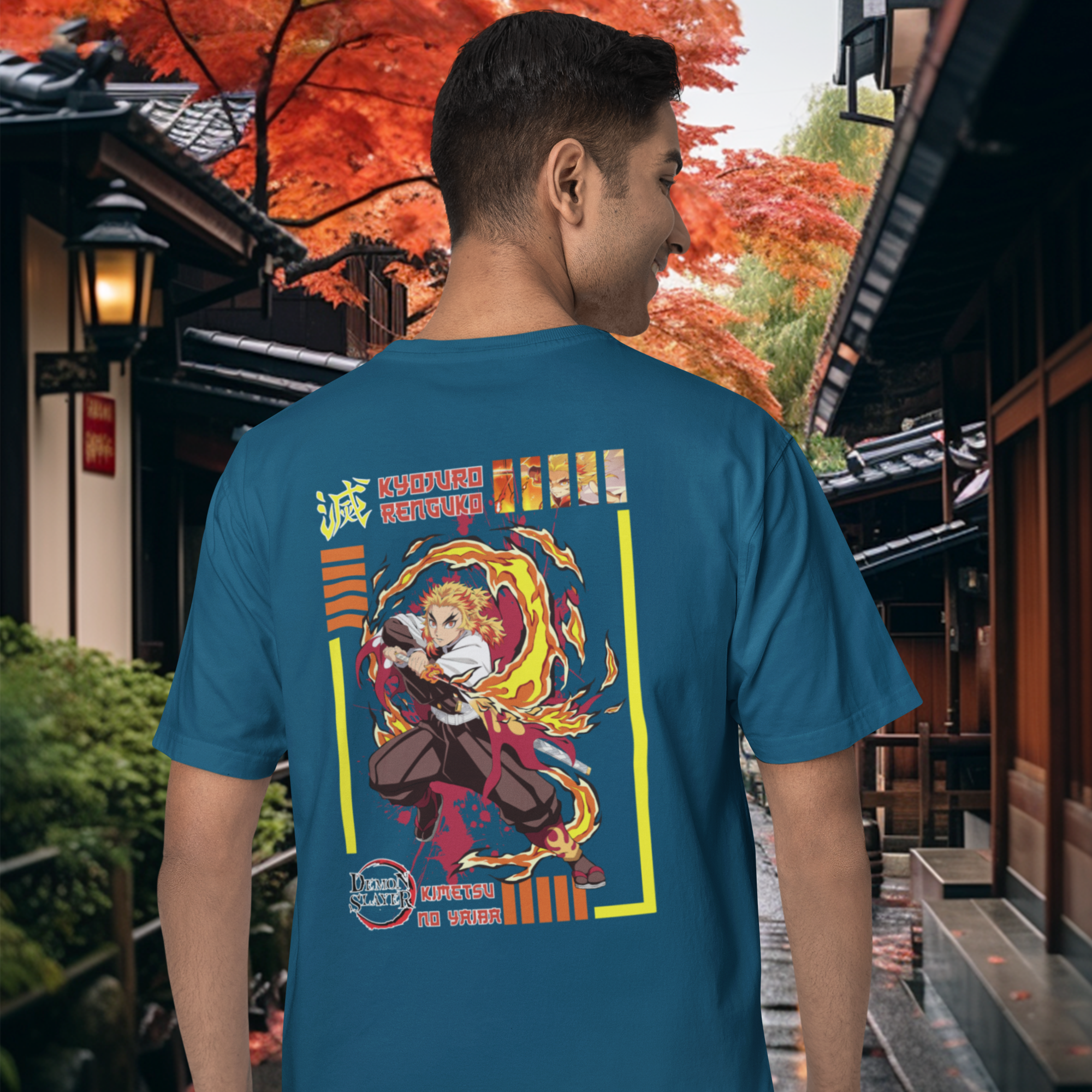 Men kyojuro rengoku anime printed oversized Tee