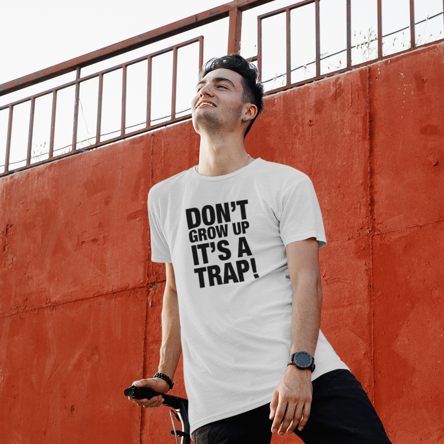 Humorous text printed round neck t-shirt for Men