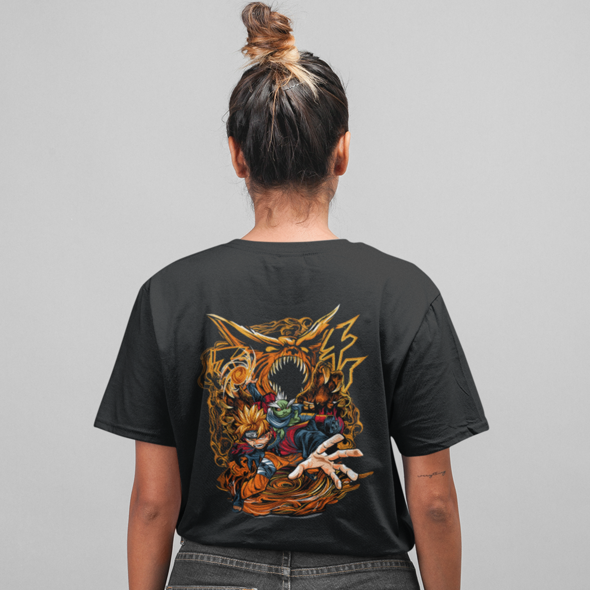 Women Naruto demon slayer Anime Printed oversized Tee