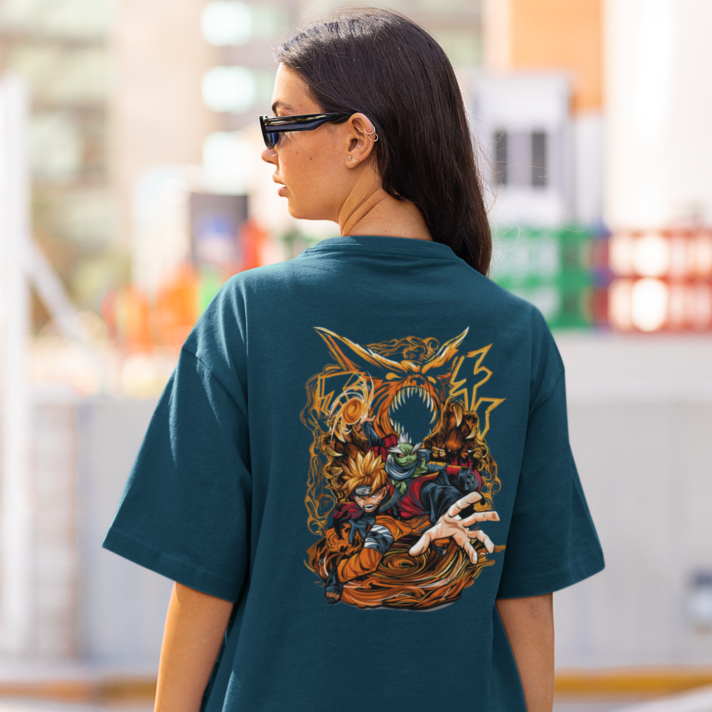 Women Naruto demon slayer Anime Printed oversized Tee