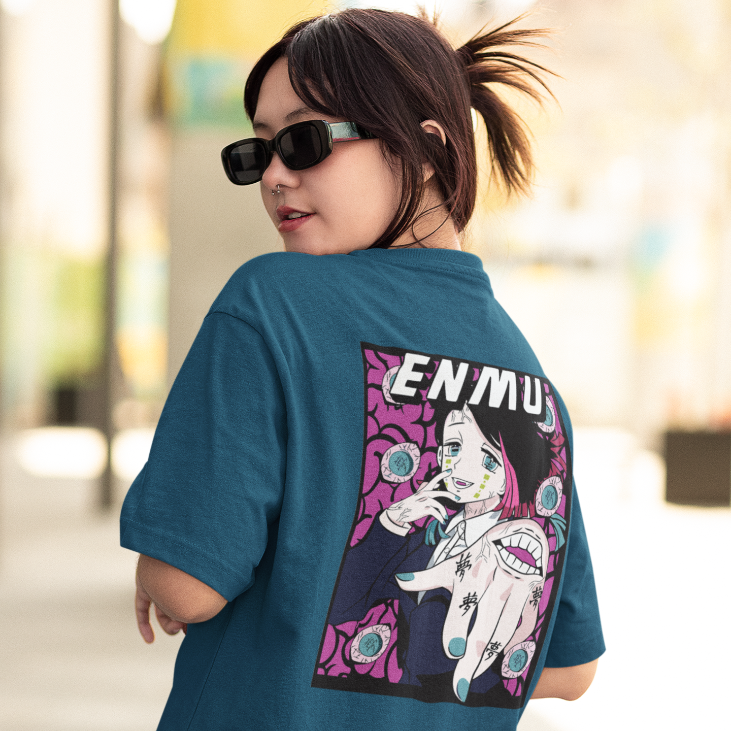 Women Enmu manga Graphic back printed Oversized Tee