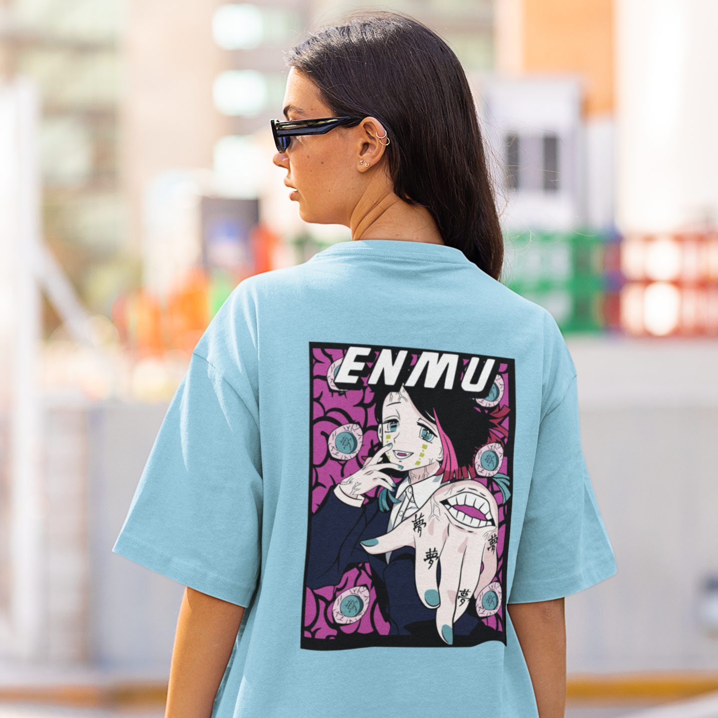 Women Enmu manga Graphic back printed Oversized Tee