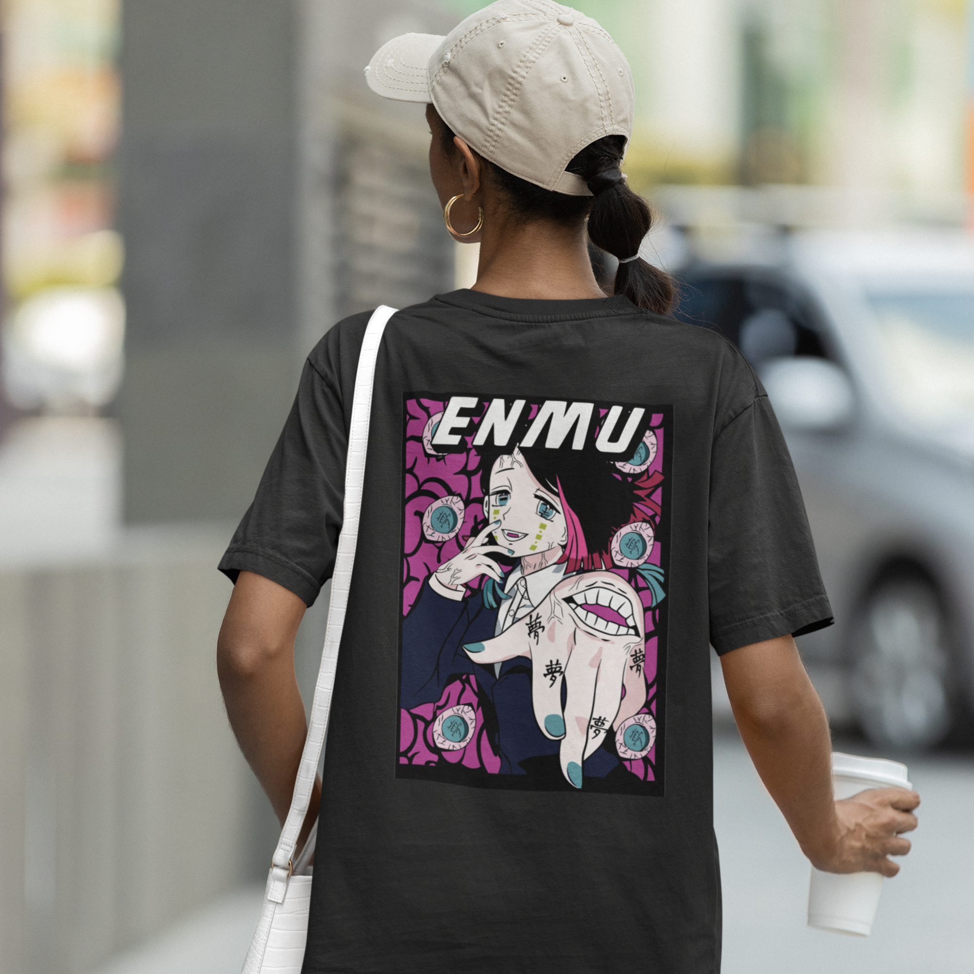 Women Enmu manga Graphic back printed Oversized Tee