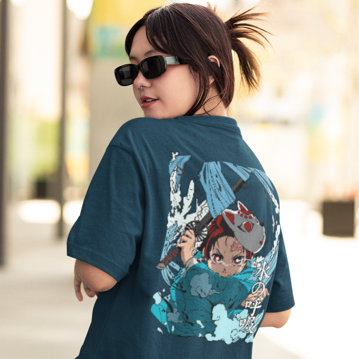 Women Tanjiro kamado graphic back printed oversized Tee