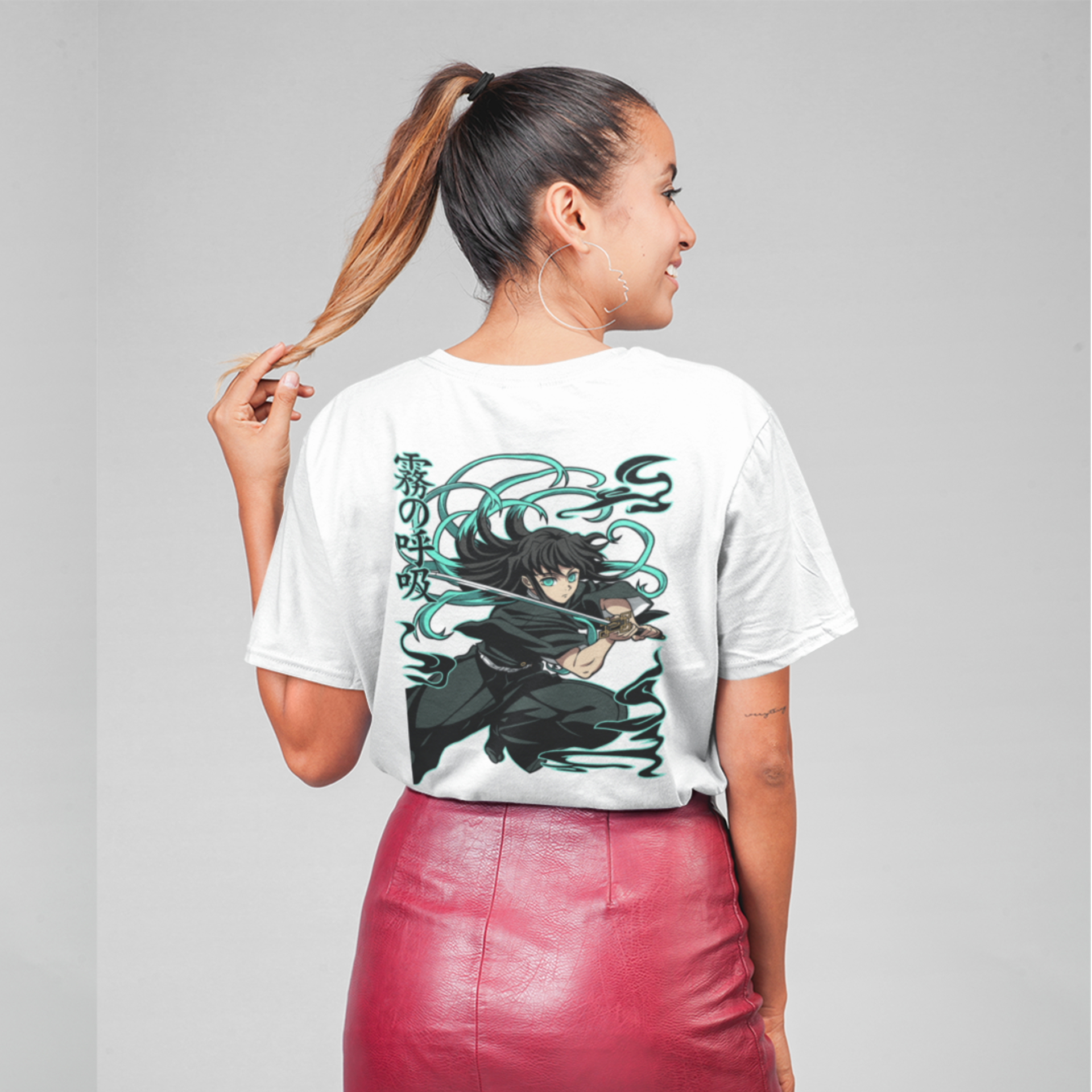 Women Mist hashira Graphic back printed oversized Tee