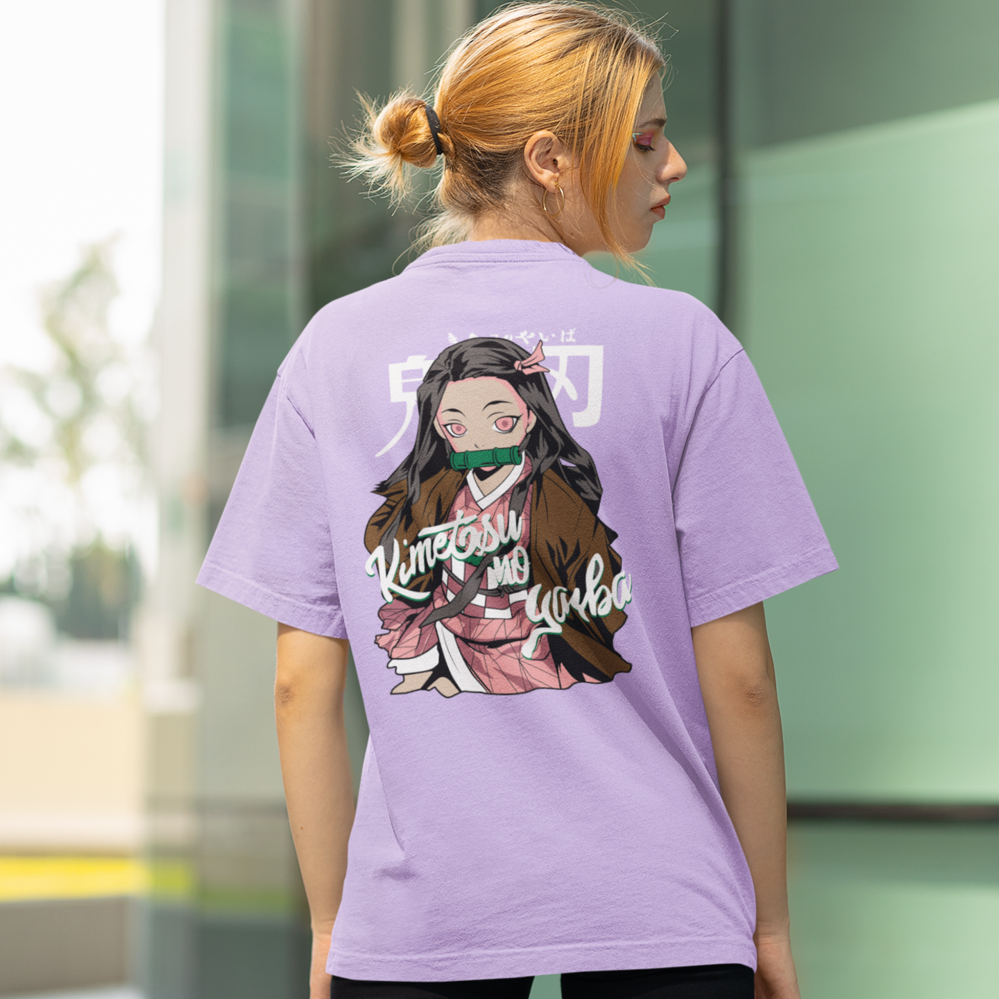 Women Nezuko kamado graphic back printed oversized Tee