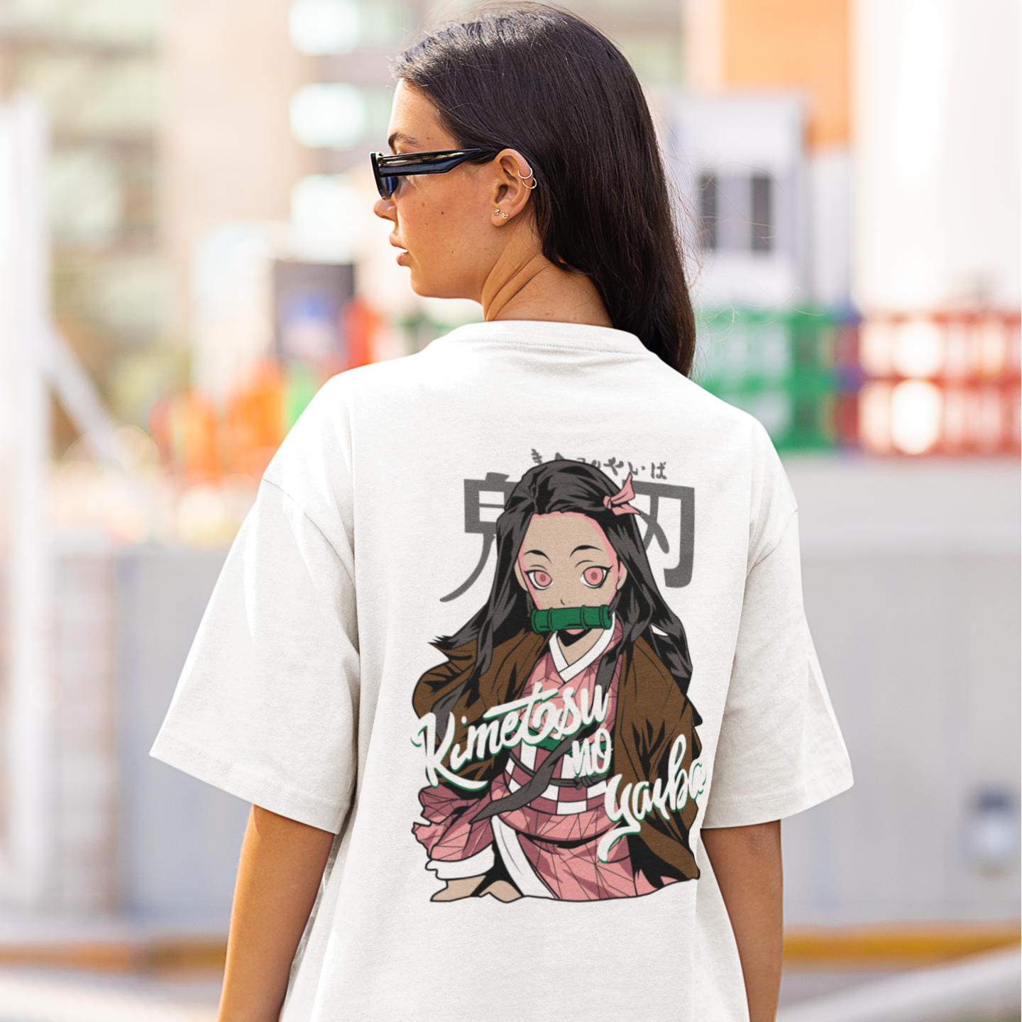 Women Nezuko kamado graphic back printed oversized Tee